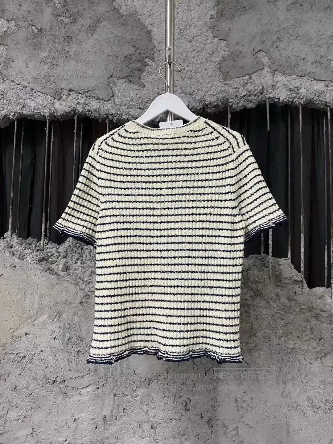 Dior Dior Black and White Striped Short Sleeve Top. Size L / US 10 / IT 46 - 2 Thumbnail