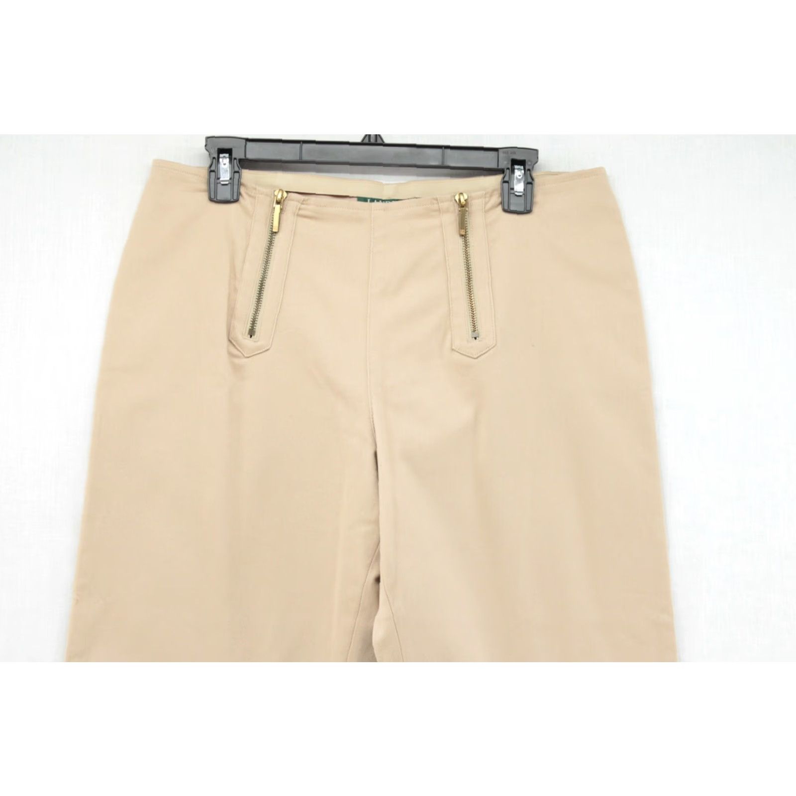 Ralph Lauren VINTAGE Ralph Lauren Pants Women Size 12 Khaki Beige Stretch Front Zipper Career Chino 90s Womens Size 34" / US 12 / IT 48 - 2 Thumbnail