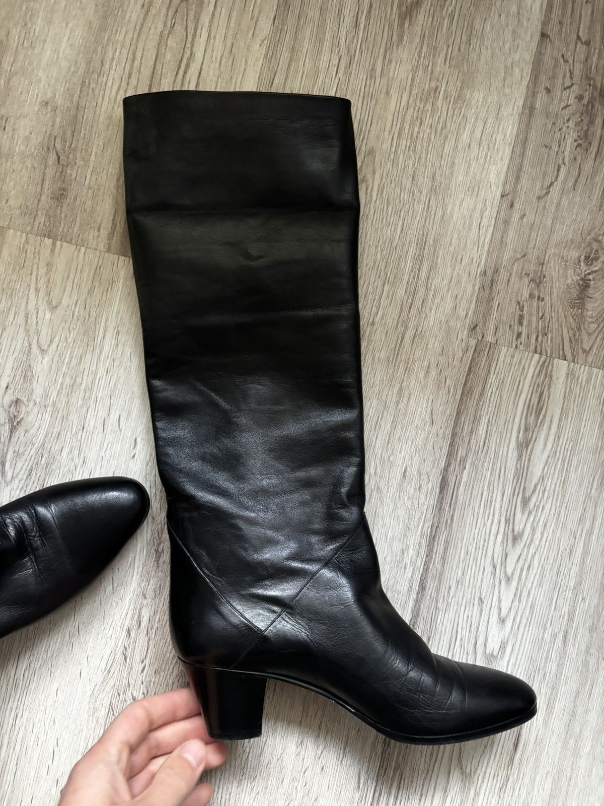 Bally Vintage Bally Patchwork Leather Knee High Boots Black Size US 6.5 / IT 36.5 - 20 Thumbnail