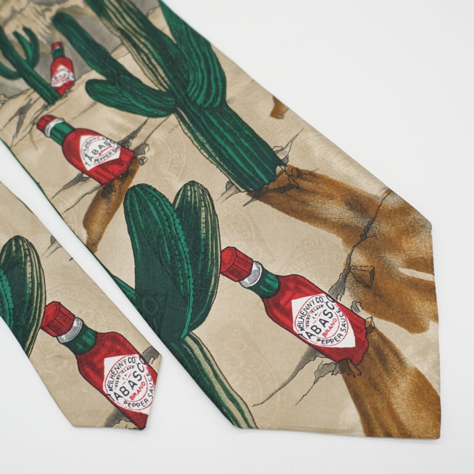 Tabasco Tabasco Tan Western Jacquard Print Wide Silk Tie Size ONE SIZE - 1 Thumbnail
