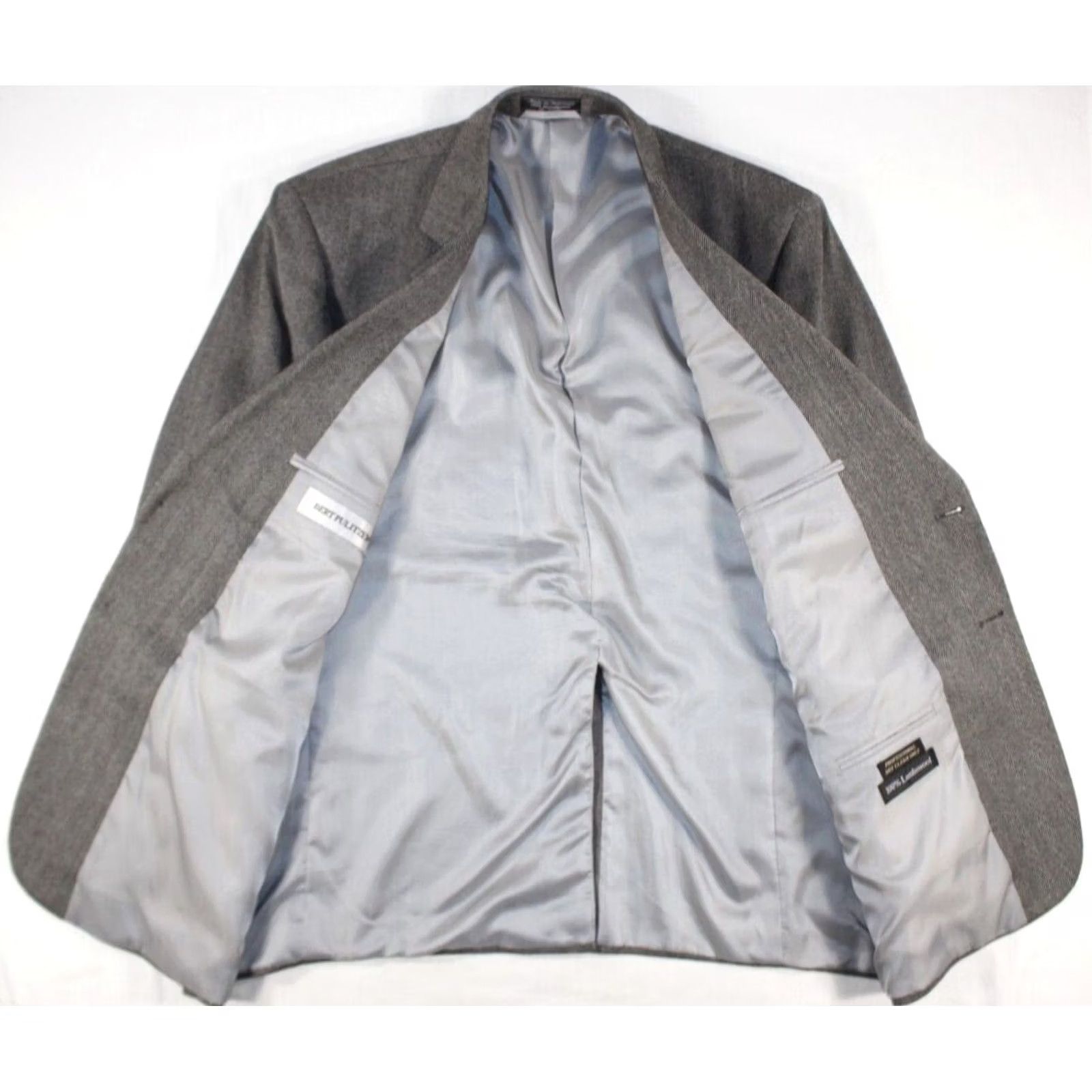 Vintage Vintage Bert Pulitzer Blazer Men 46 Lambswool Herringbone Gray Wool Blazer Jacket Size 46R - 5 Thumbnail