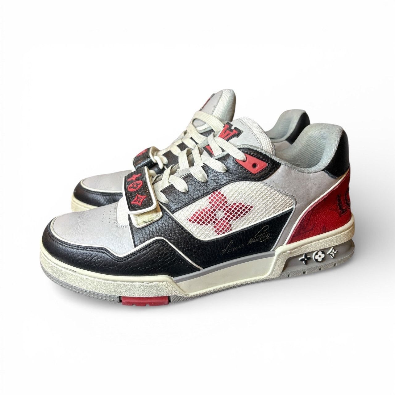 Louis Vuitton Louis Vuitton Trainer Strap Black Grey Red 1AC4ZU | Size 7LV Size US 8 / EU 41 - 1 Thumbnail