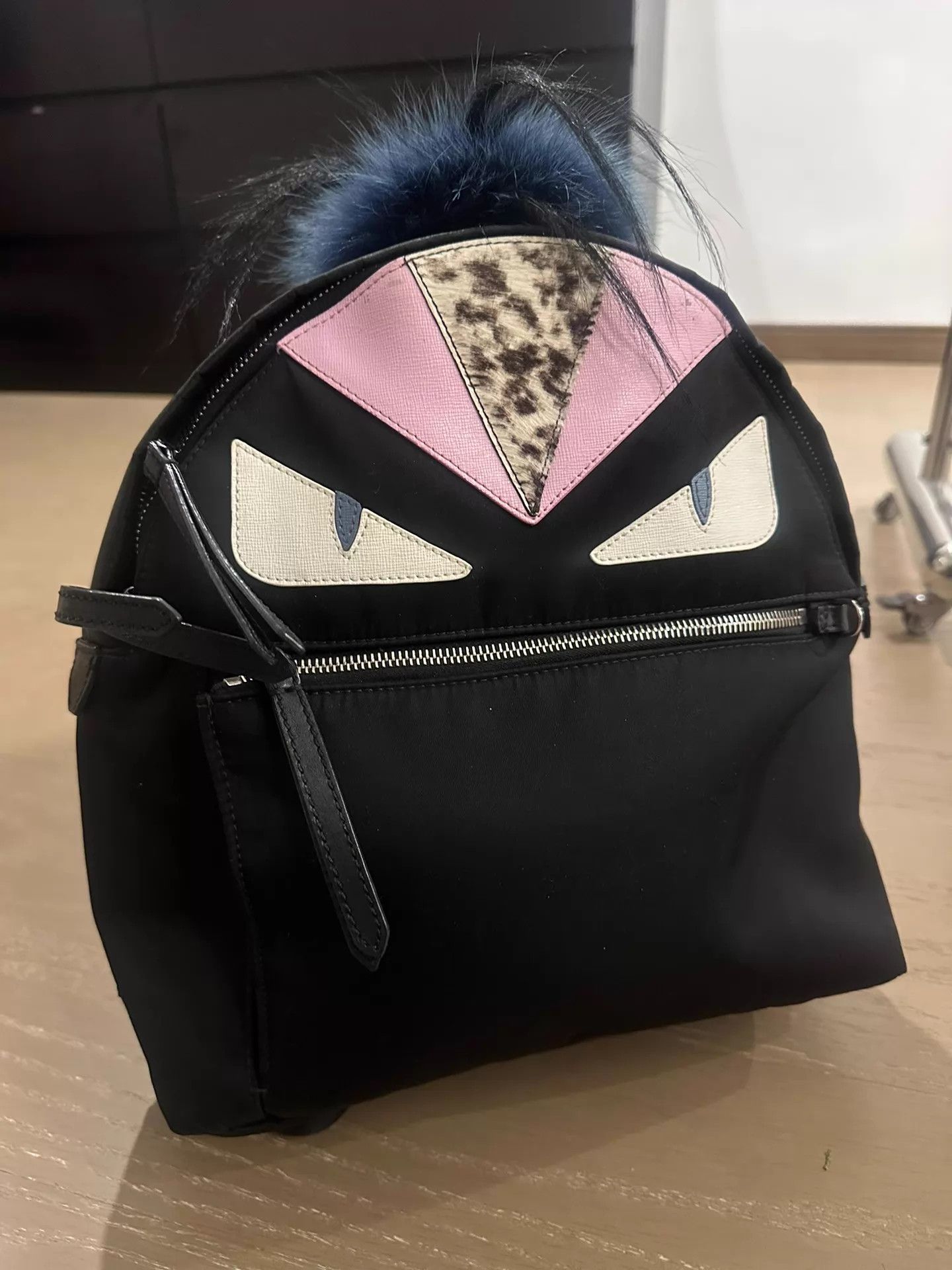 Fendi Fendi Bag Bugs Backpack Pink Leopard Blue Fur Size ONE SIZE - 1 Thumbnail