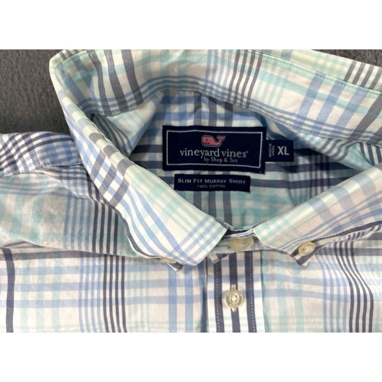 Vineyard Vines Vineyard Vines Murray Slim Fit XL Blue Plaid Button Up Long Sleeve Whale Shirt Size US XL / EU 56 / 4 - 2 Thumbnail