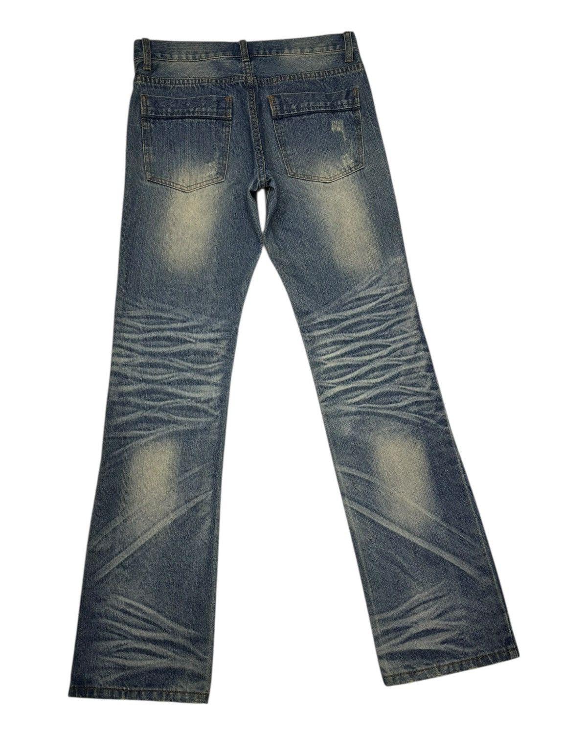 If Six Was Nine × Le Grande Bleu (L.G.B.) × Tornado Mart FLARE SLIM FIT INDECENT CLAWMARK DENIM JEANS Size US 31 - 8 Thumbnail