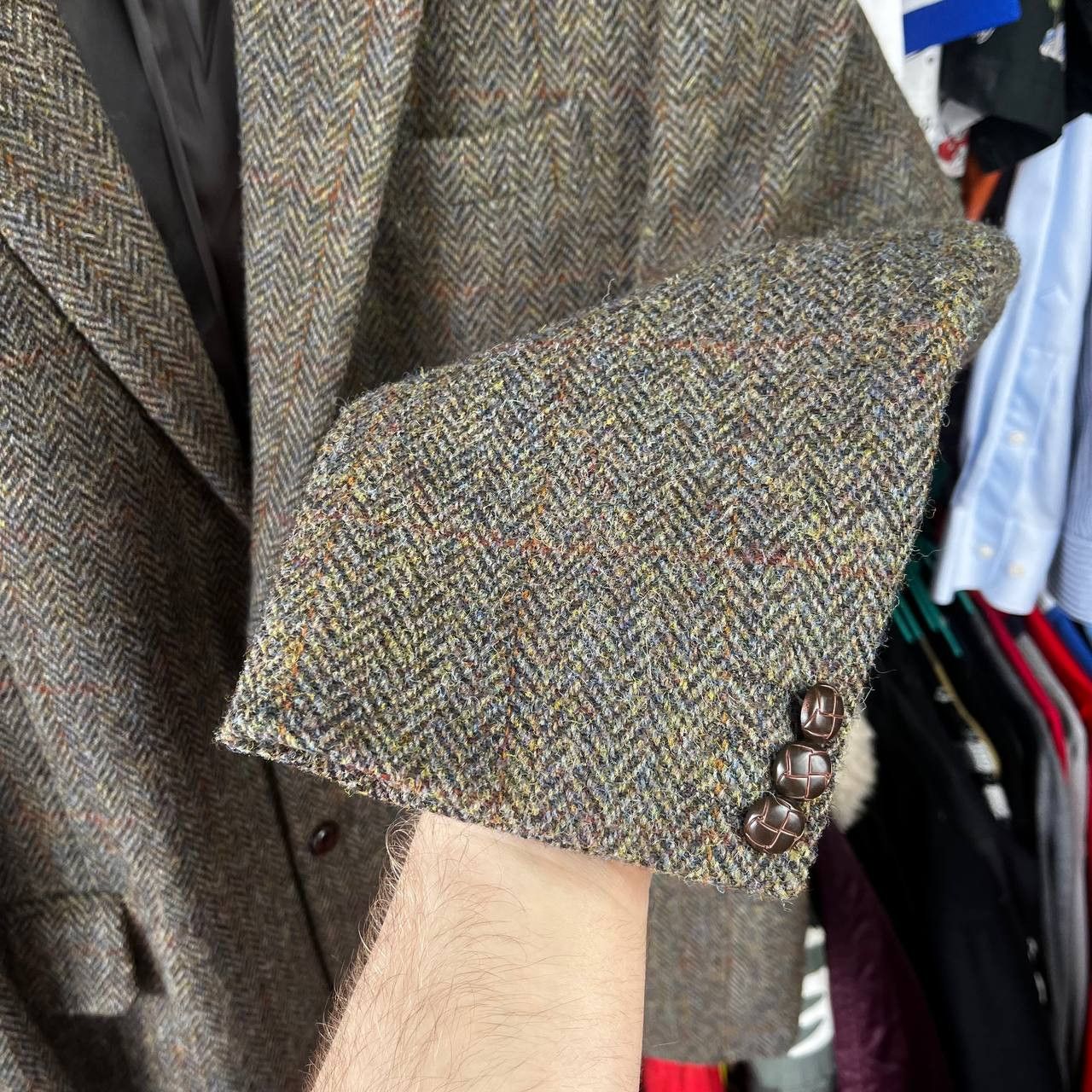 Harris Tweed Harris Tweed Herringbone Brown Wool Coat Blazer Jacket Size 42R - 5 Thumbnail