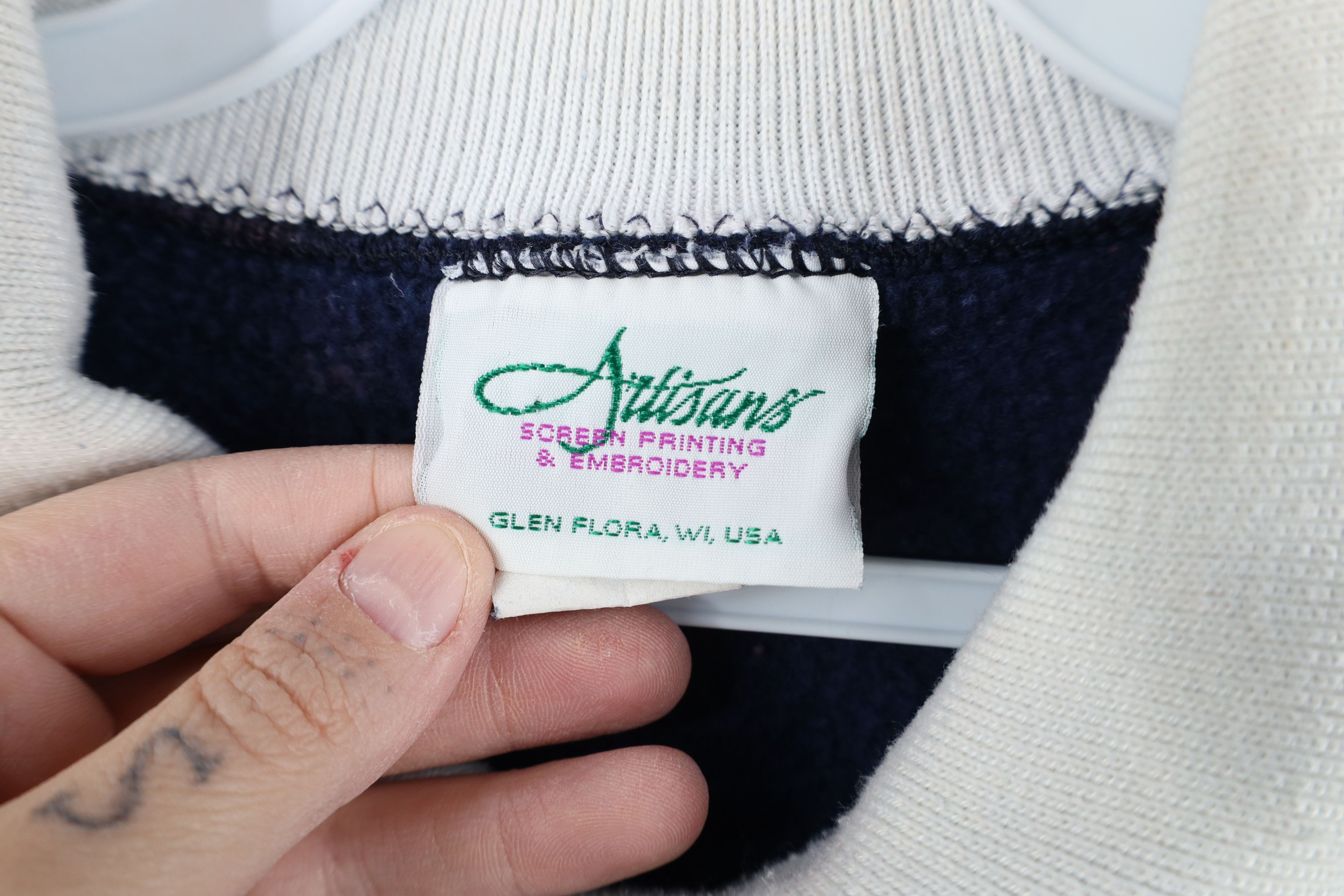 Vintage Vintage 90s Grandma Heart Collared Sweatshirt Blue USA Size XXL / US 16-18 / IT 52-54 - 9 Thumbnail