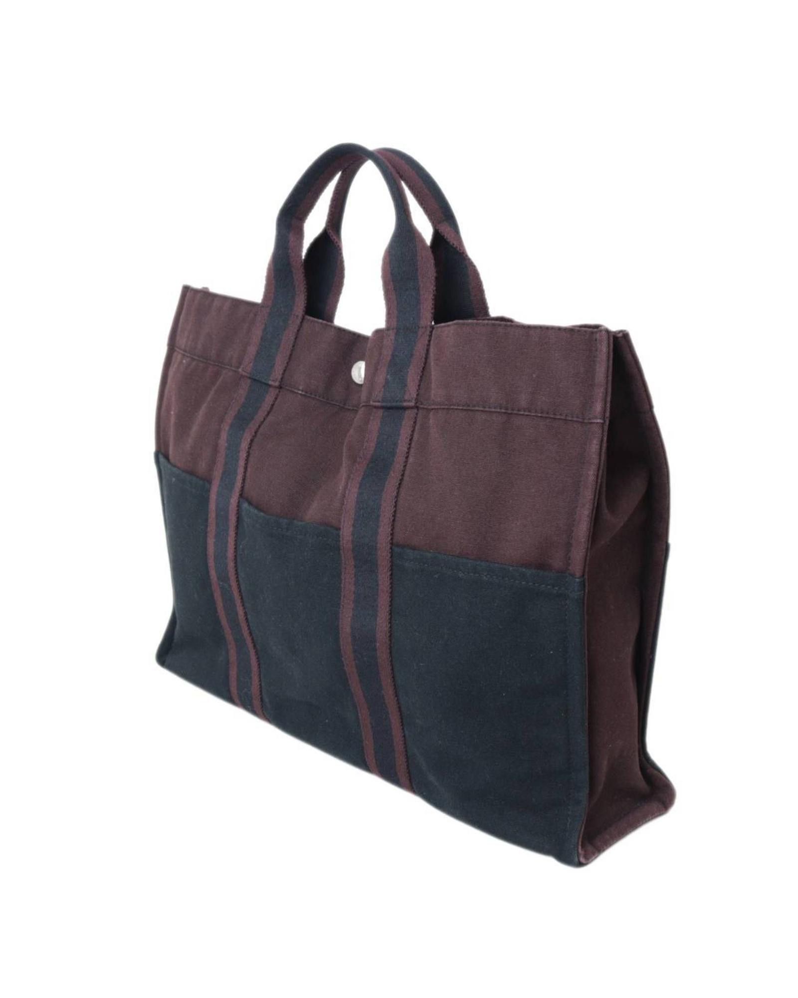 image of Hermes Navy Canvas Tote Bag, Women's