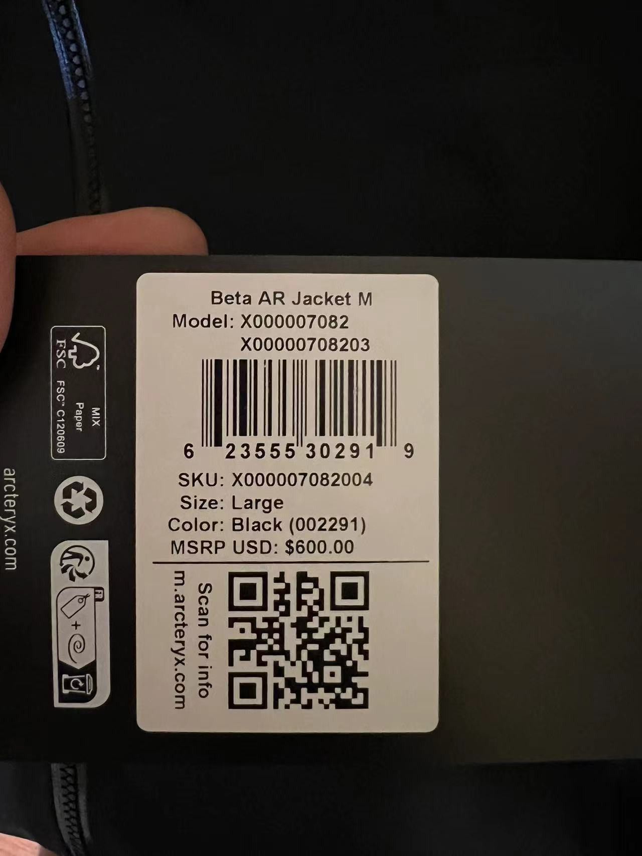 Arc'teryx Arc’teryx Beta AR black size XL Size US M / EU 48-50 / 2 - 3 Thumbnail