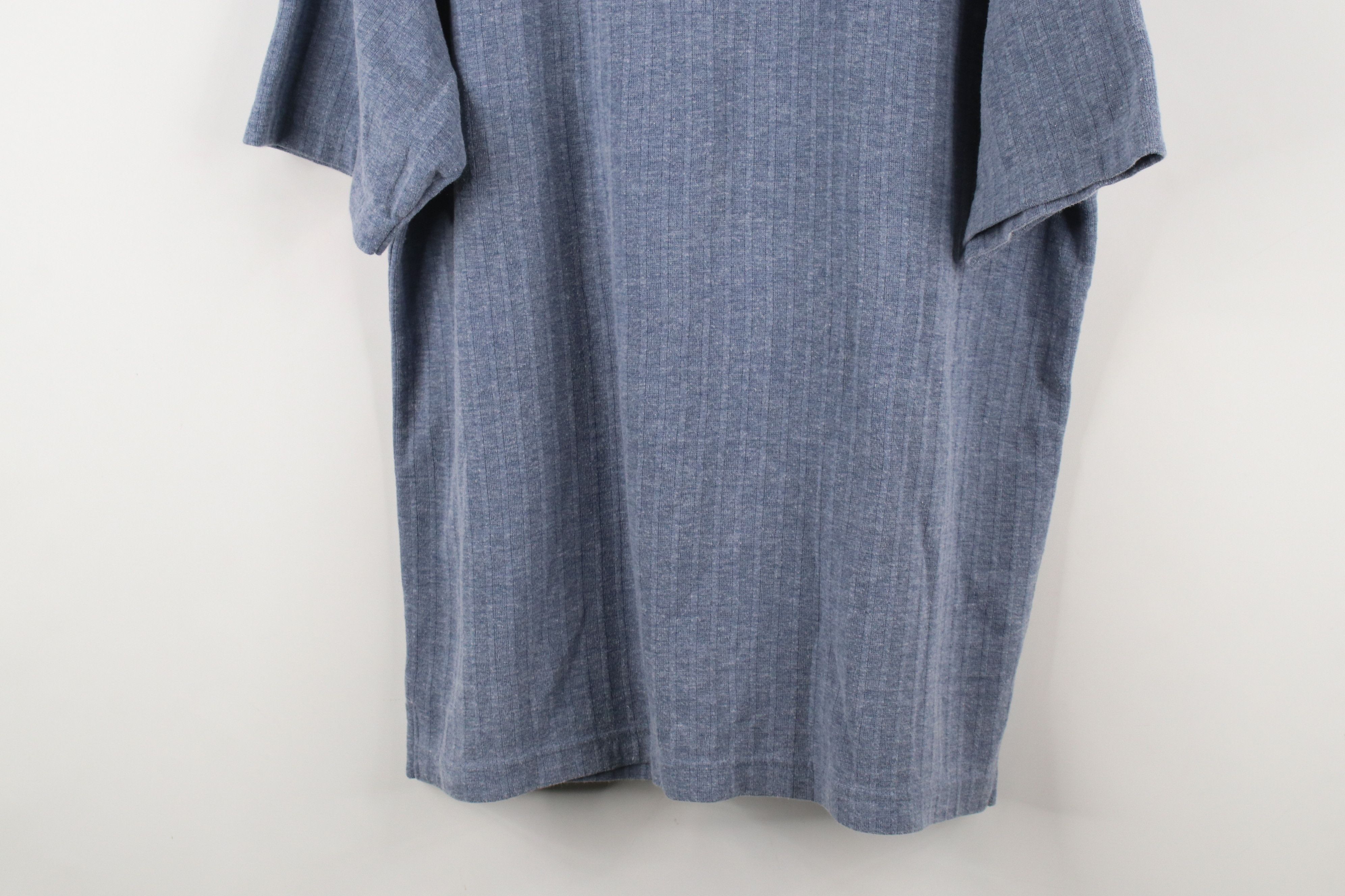 Vintage Vintage 90s Streetwear Striped Knit Henley T-Shirt Blue Size US XL / EU 56 / 4 - 3 Thumbnail