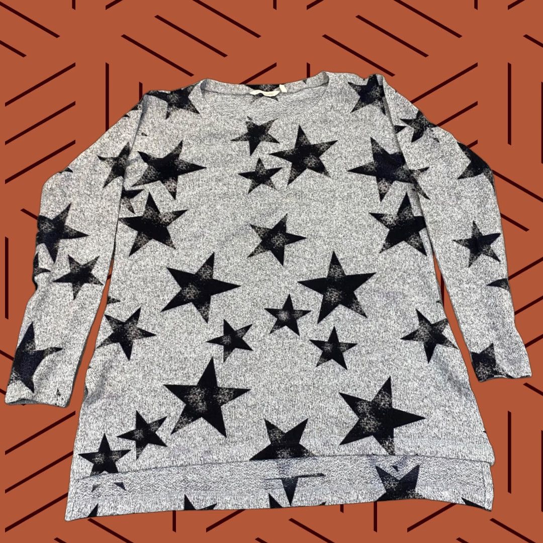 Soft Surroundings Soft Surroundings Womens Sweater XL Black Gray E'toile Star Knit Tunic Top Size XL / US 12-14 / IT 48-50 - 1 Thumbnail