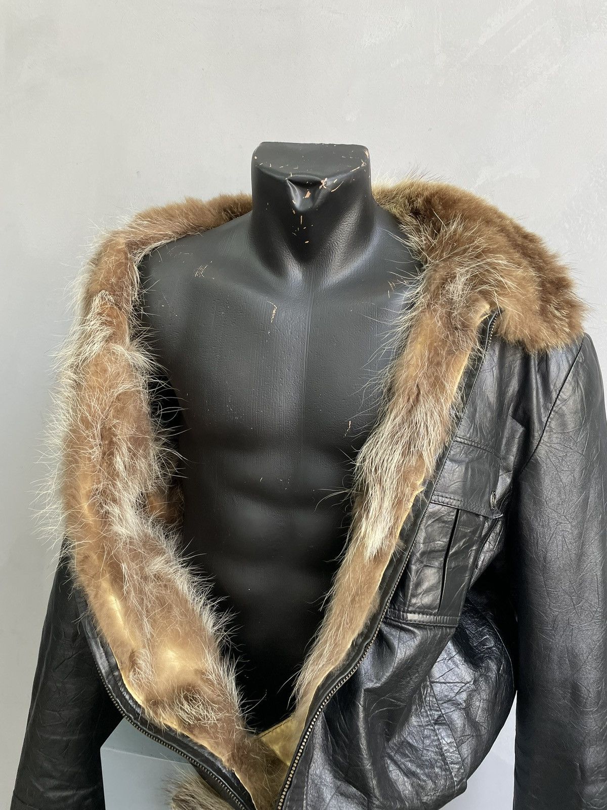 If Six Was Nine Rare leather bomber jacket 2000s Fur legrandebleu style Size US M / EU 48-50 / 2 - 6 Thumbnail