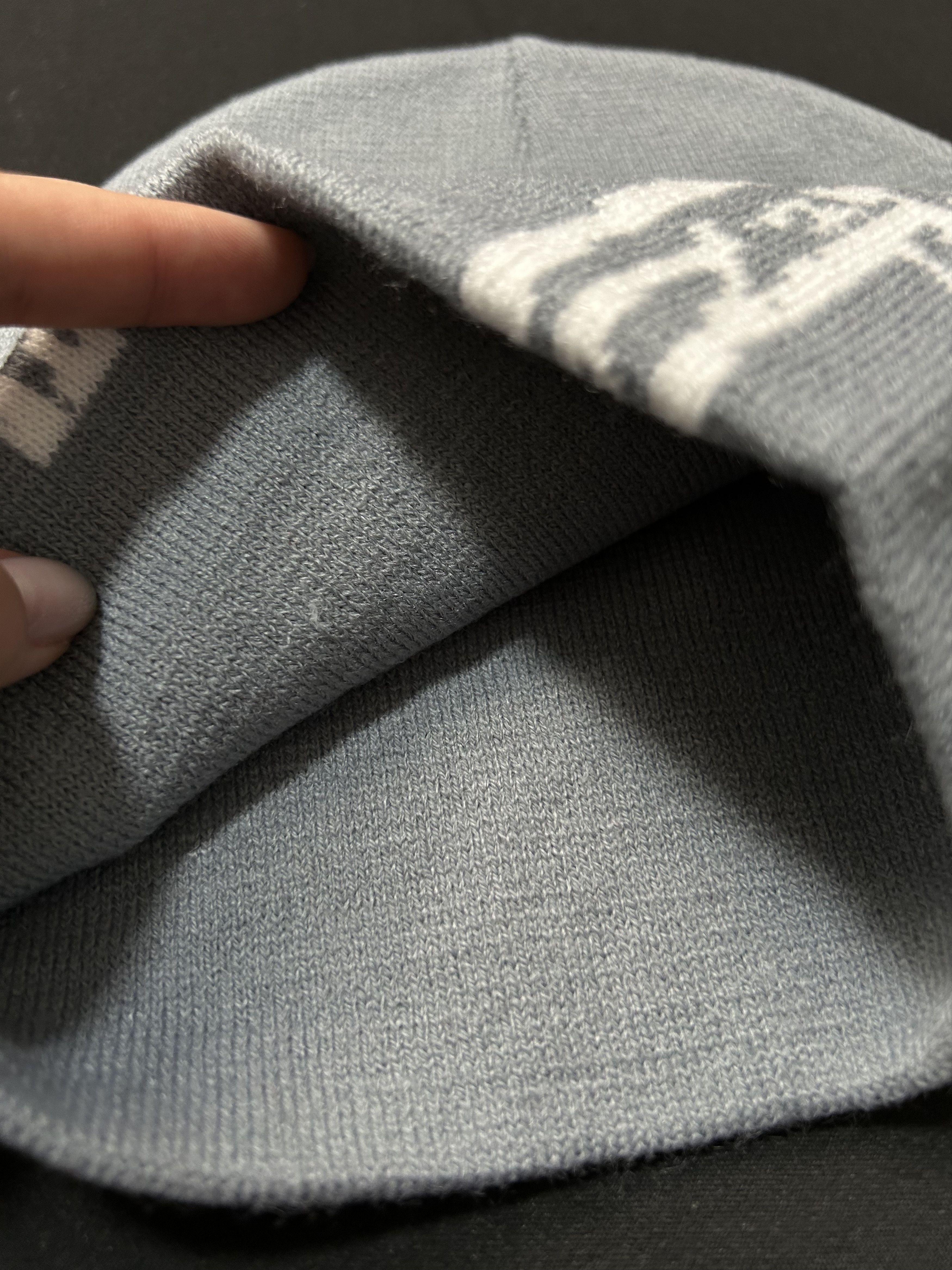 Japanese Brand Rare Double Crosses Graphic No Cuff Knit Beanie Grey Hat OS Size ONE SIZE - 3 Thumbnail
