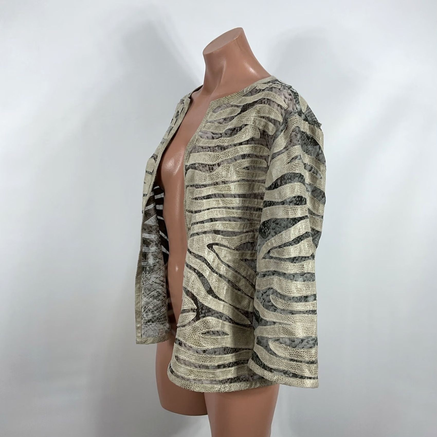 Vintage Chicos Travelers Collection snakeskin burnout jacket crop blazer kimono sz 1 Size M / US 6-8 / IT 42-44 - 7 Thumbnail