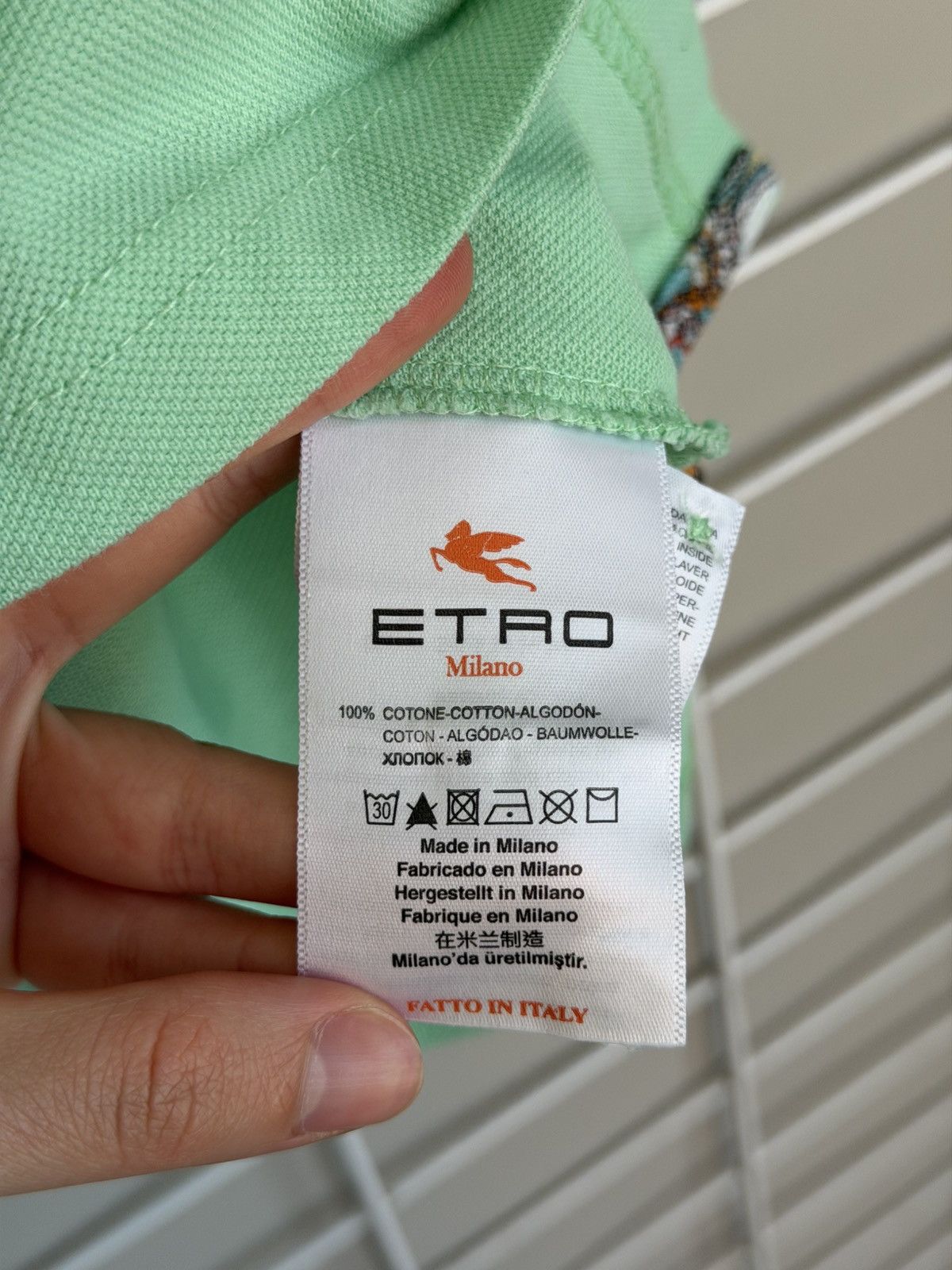 Etro Etro Milano Mint Green Polo Shirt Mens Size L Logo Size US L / EU 52-54 / 3 - 14 Thumbnail