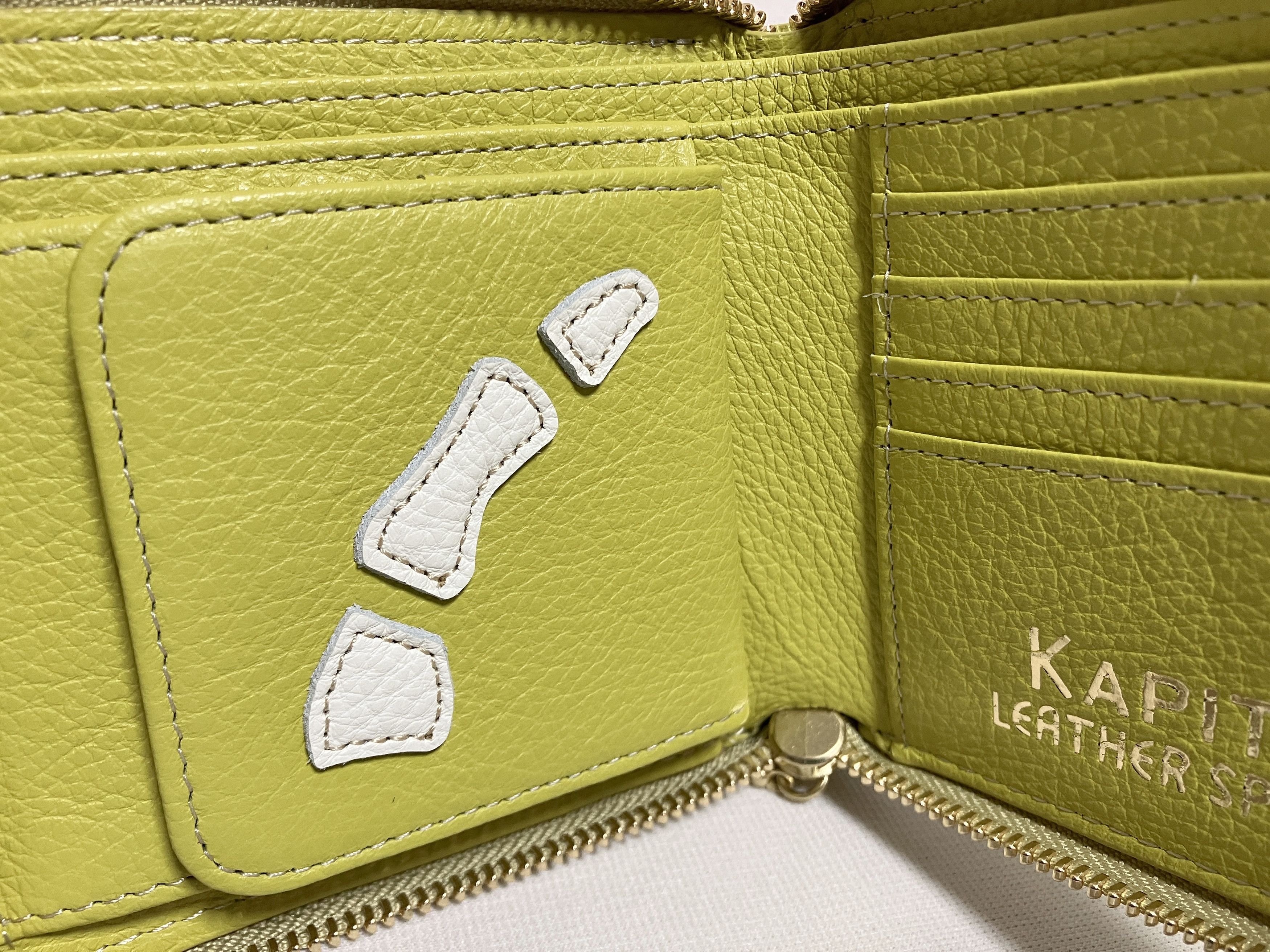 Kapital Kapital THUMBS UP BONE HAND ZIP leather wallet lime Size ONE SIZE - 5 Thumbnail
