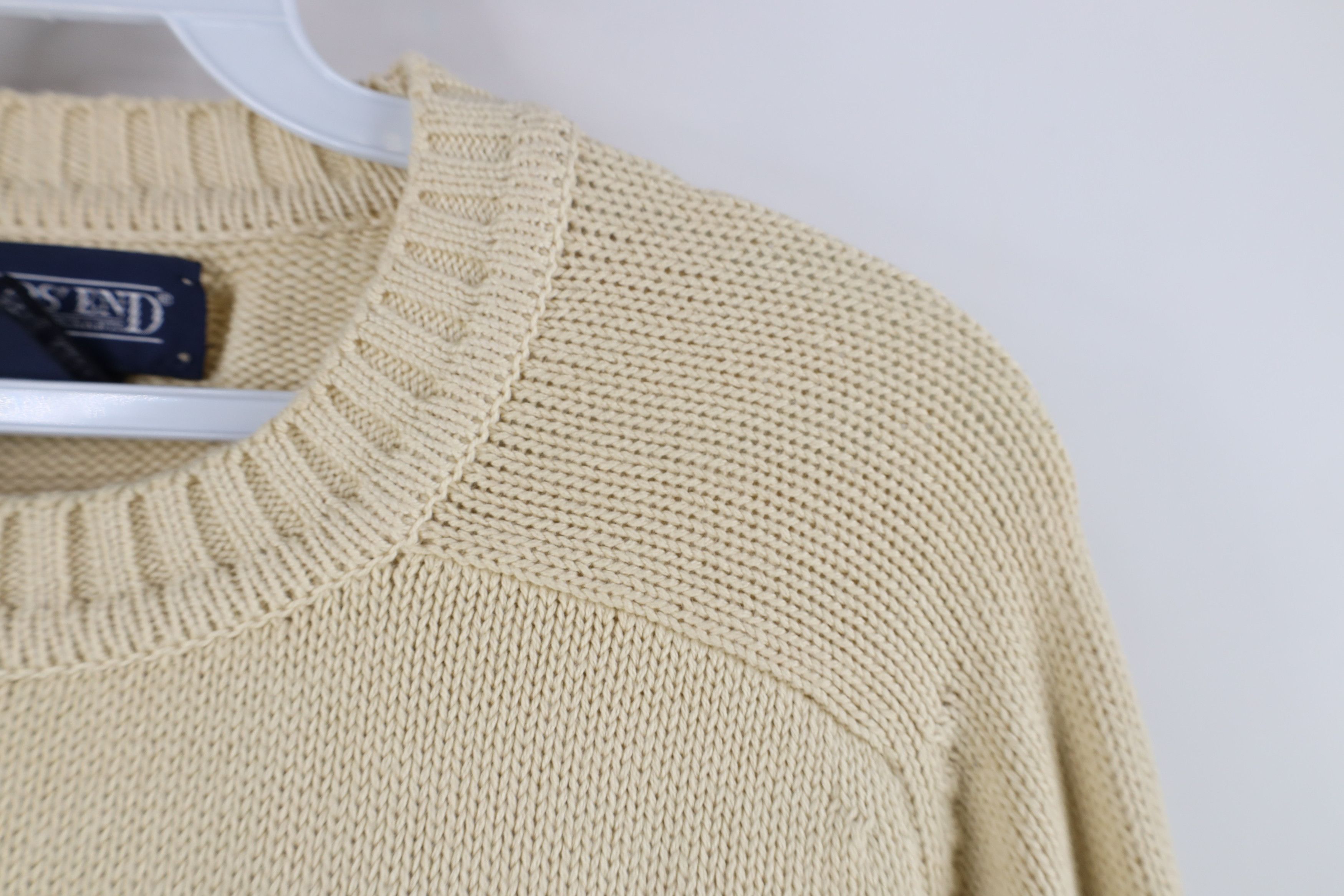 Lands' End Vintage 90s Lands End Cotton Knit Crewneck Sweater Beige USA Size M / US 6-8 / IT 42-44 - 6 Thumbnail