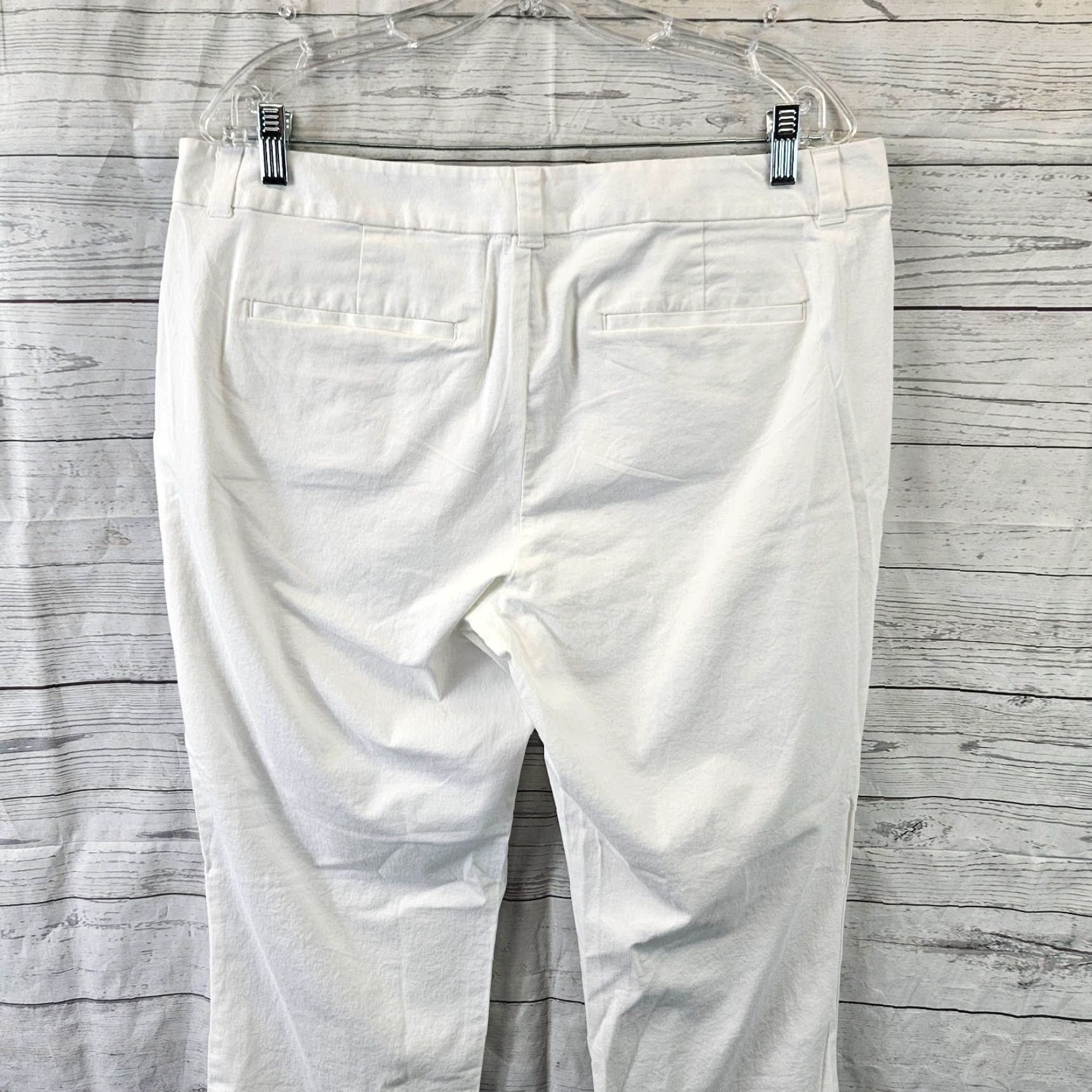 Loft VINTAGE LOFT Ann Taylor WOMENS Cropped Pants Sz 12 White Mid Rise Cotton Blend Crop Pants Womens 12 White Size 34" / US 12 / IT 48 - 4 Thumbnail