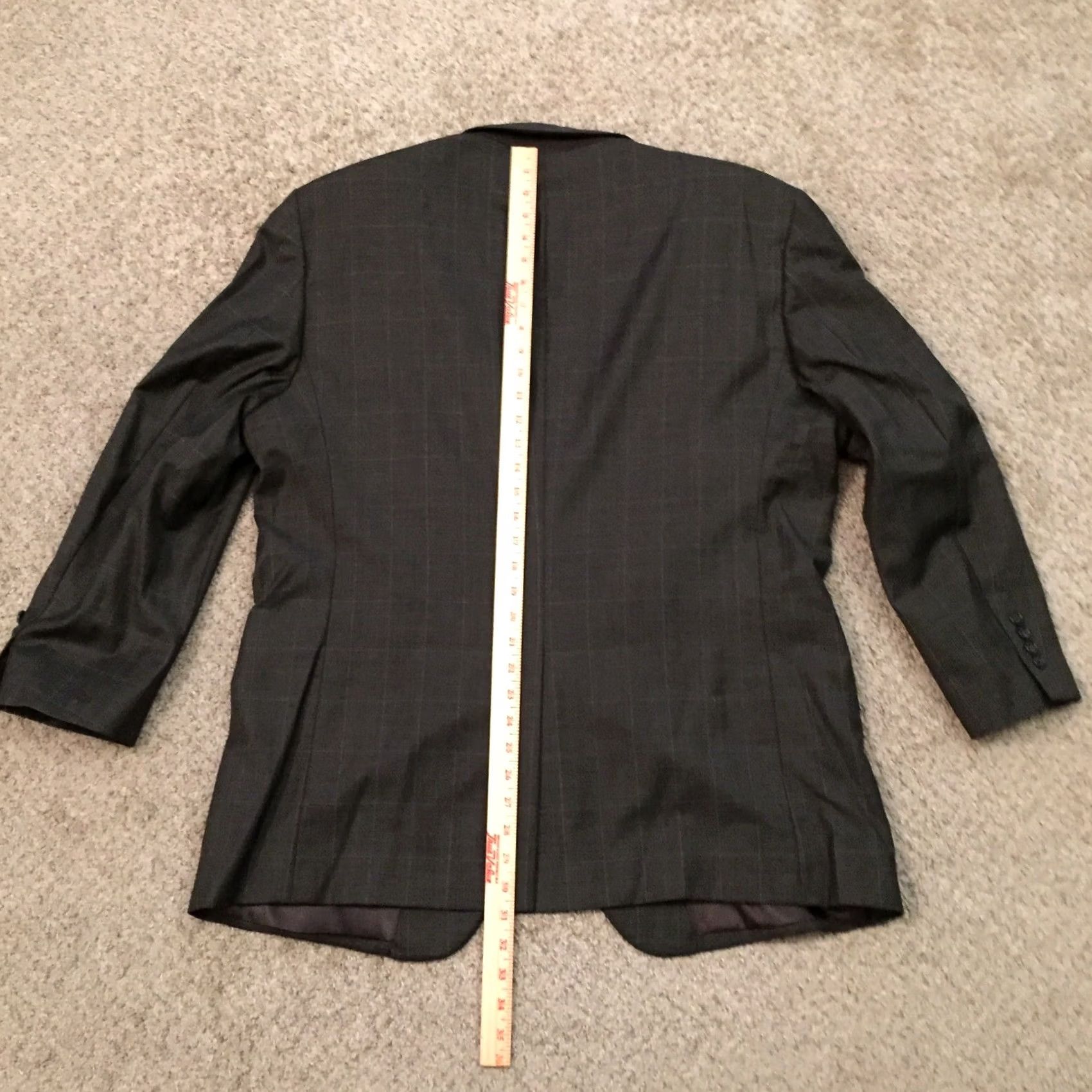 Jos. A. Bank Jos A Bank Blazer Mens 46 Regular Wool Plaid Notch Lapel 2 Button Single-Breasted Two-Button Front Vent Gray Window Pane Jacket Coat Size 46R - 7 Thumbnail