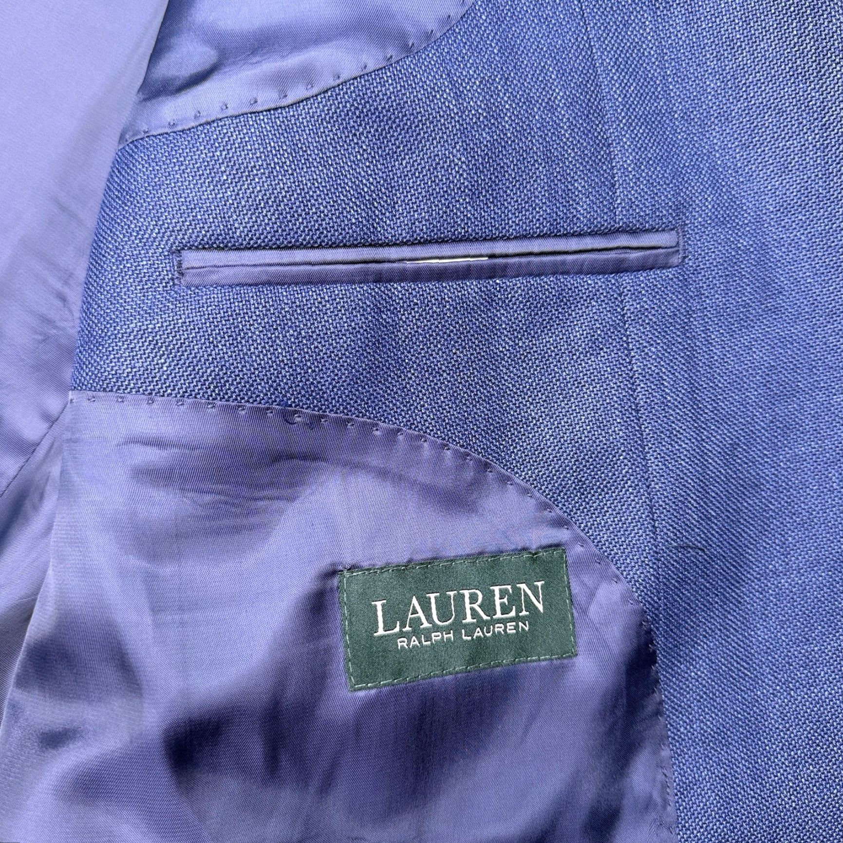 Ralph Lauren Lauren Ralph Lauren Blazer Sport Coat Linen Blend Blue 48R Men Regular Notch Lapel Single-Breasted Two-Button Size 48R - 4 Thumbnail