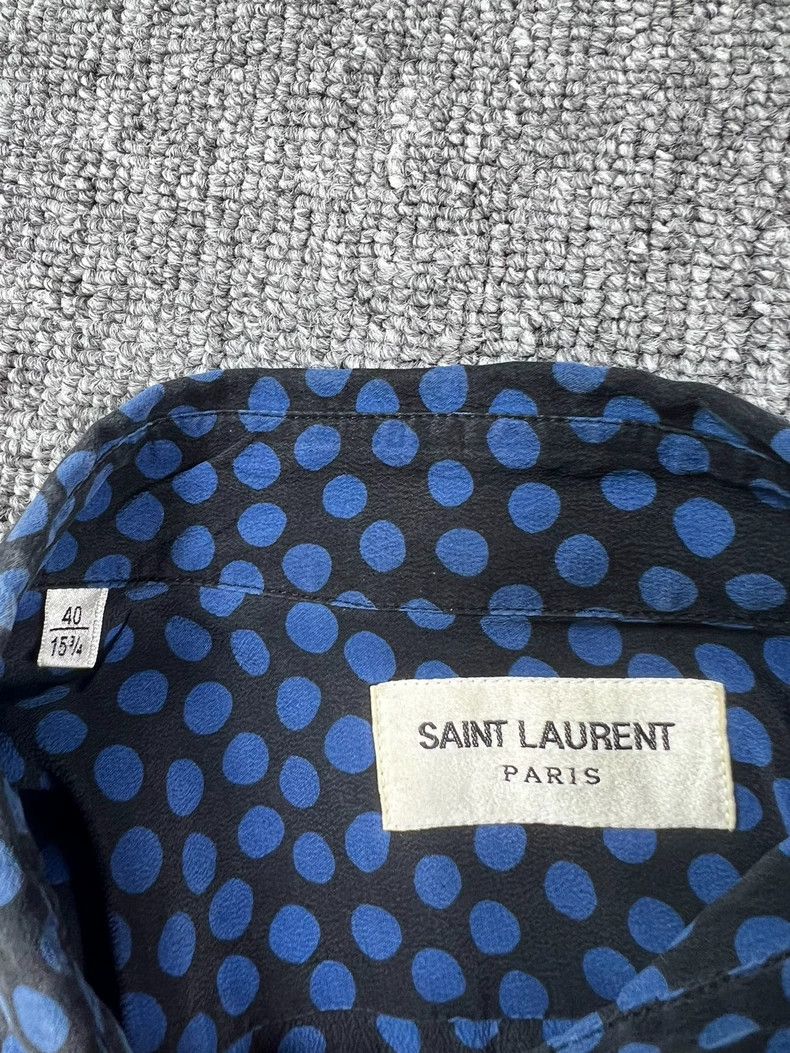 Yves Saint Laurent Saint Laurent22ss silk blue polka-dot shirt 2503-Nextarrow Size US XXS / EU 40 - 3 Thumbnail