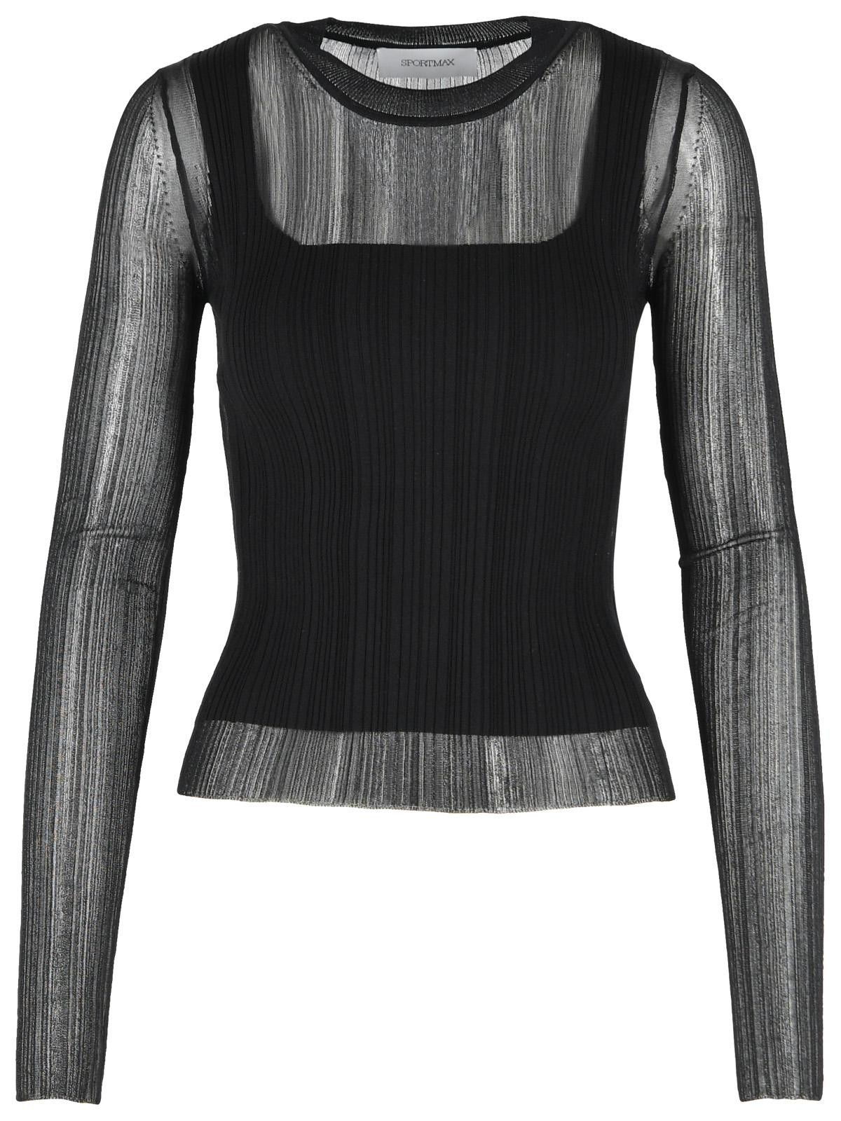 Sportmax SPORTMAX 'Buono' Trompe L'oeil Sweater In Black Viscose Blend Size L / US 10 / IT 46 - 1 Thumbnail