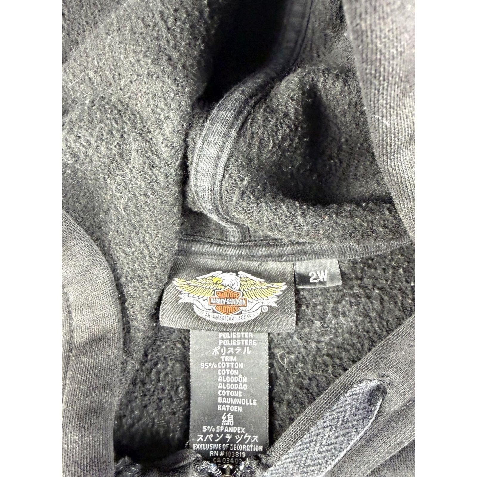 Harley Davidson Harley-Davidson Hoodie Women Plus 2X Black Full Zip Hooded Biker Fleece Logo Zipper Sweatshirt Size XXL / US 16-18 / IT 52-54 - 4 Thumbnail