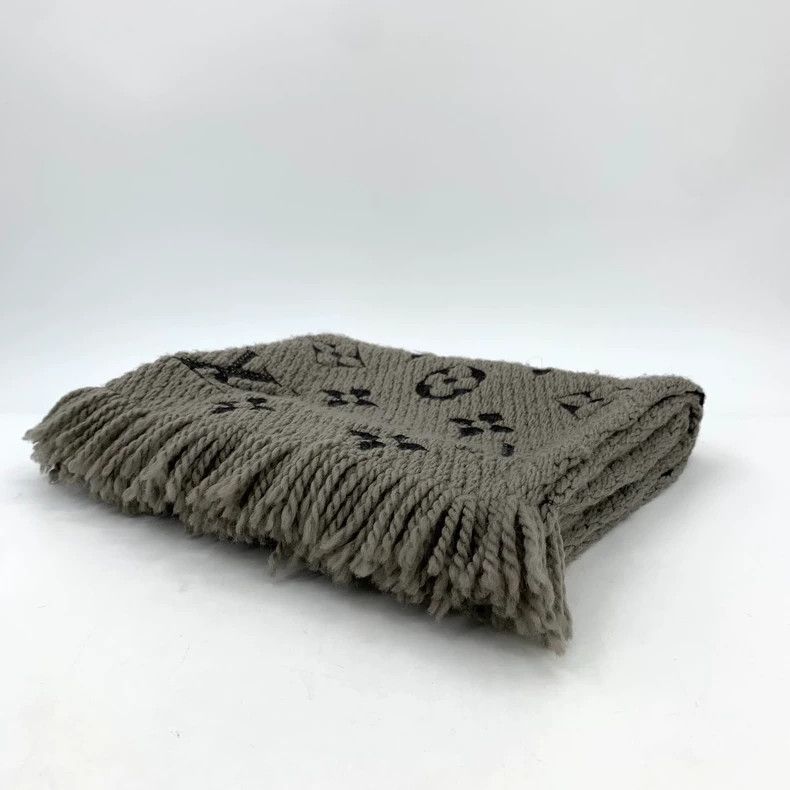 Louis Vuitton Louis Vuitton Grey brown logo presbyopic full print wool f Size ONE SIZE - 2 Thumbnail