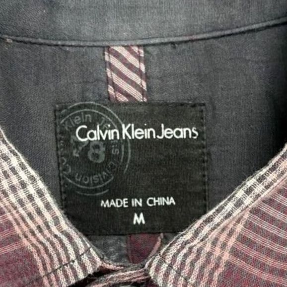 Calvin Klein Calvin Klein Button-Up Shirt Mens Medium Maroon Plaid Long Sleeve Pockets Size US M / EU 48-50 / 2 - 4 Thumbnail