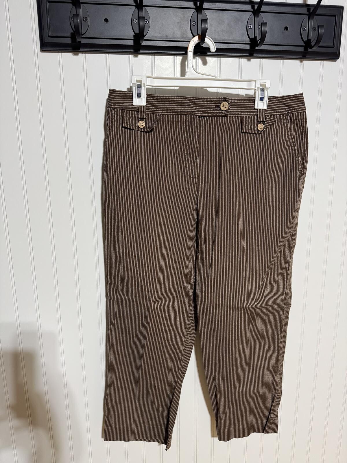 Other Talbots Brown Pinstripe Stretch Dress Khakis Size 12 Size 34" / US 12 / IT 48 - 1 Thumbnail