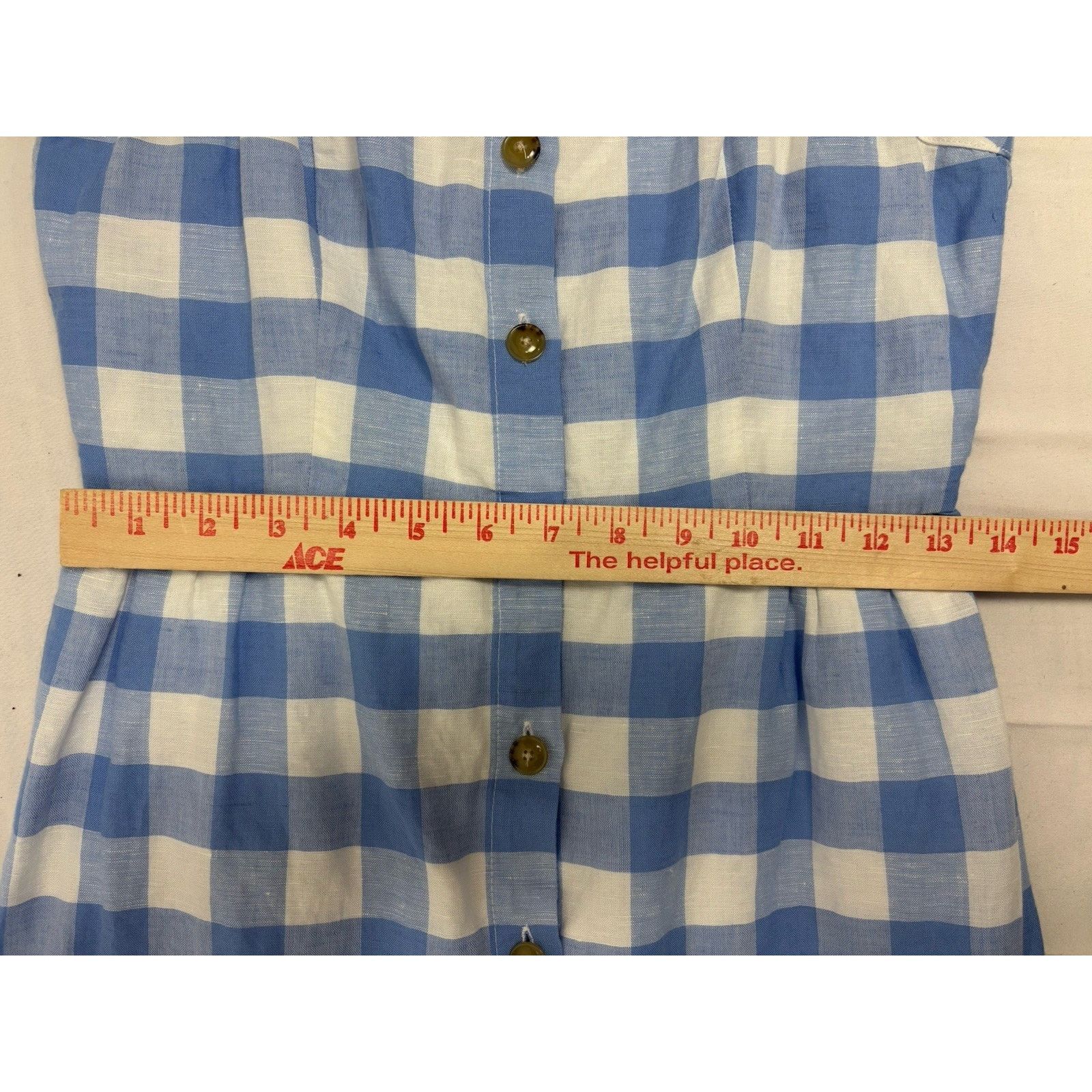 J.Crew J. Crew Dress Blue White Gingham Print Button Front Linen 0 Size XS / US 0-2 / IT 36-38 - 4 Thumbnail