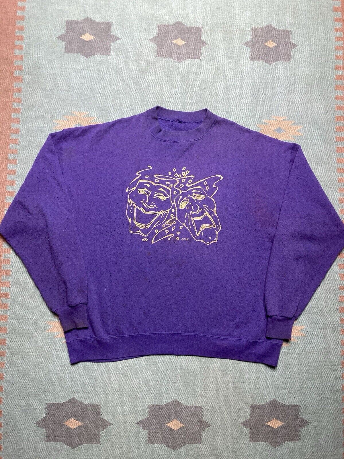 Vintage VTG 80s sweatshirt happy sad mask theatre comedy tragedy XXL Size XXL / US 16-18 / IT 52-54 - 1 Thumbnail