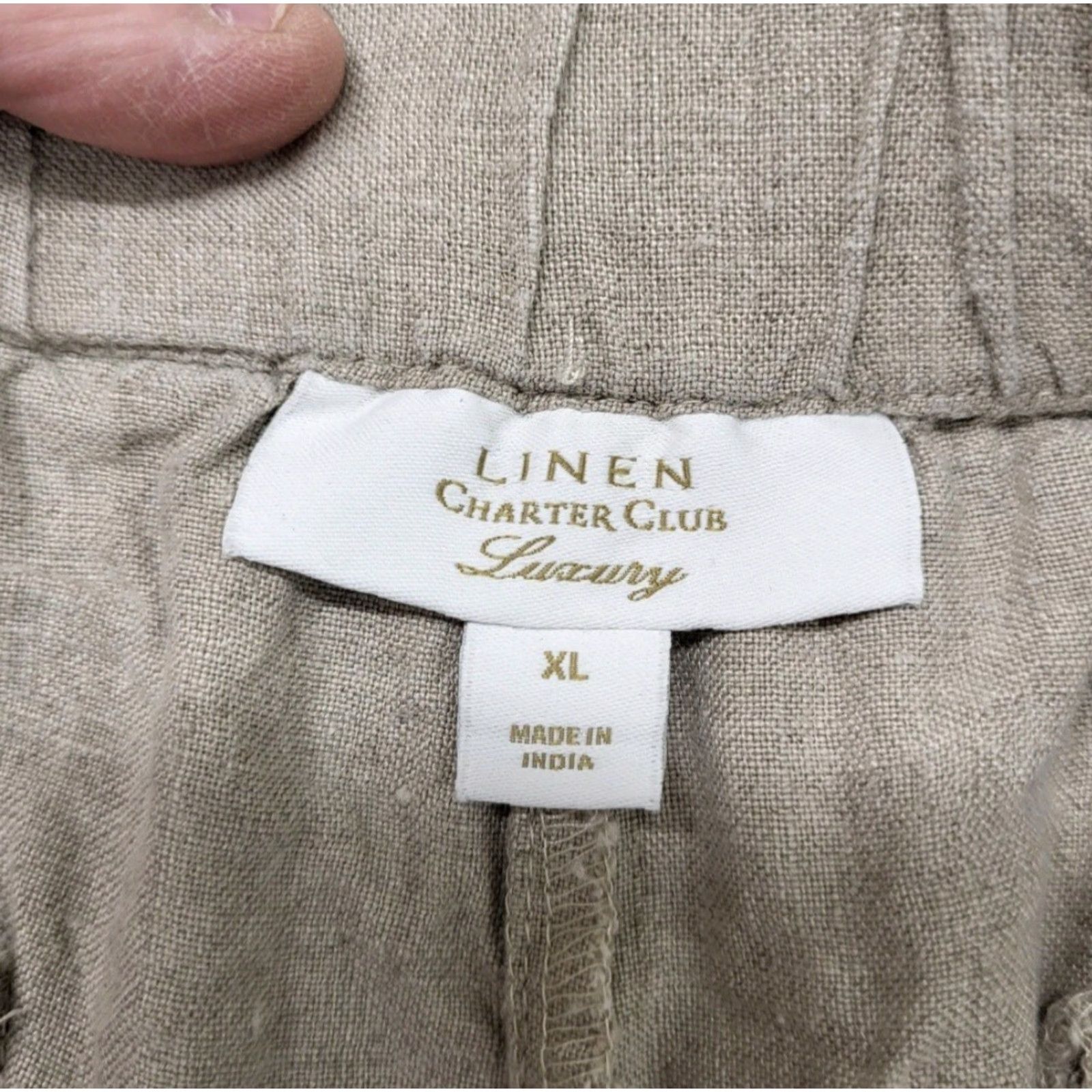 Charter Club CHARTER CLUB Luxury Pants Women XL Beige Pure Linen Straight Pull On Casual Size 40" / US 18 - 4 Thumbnail