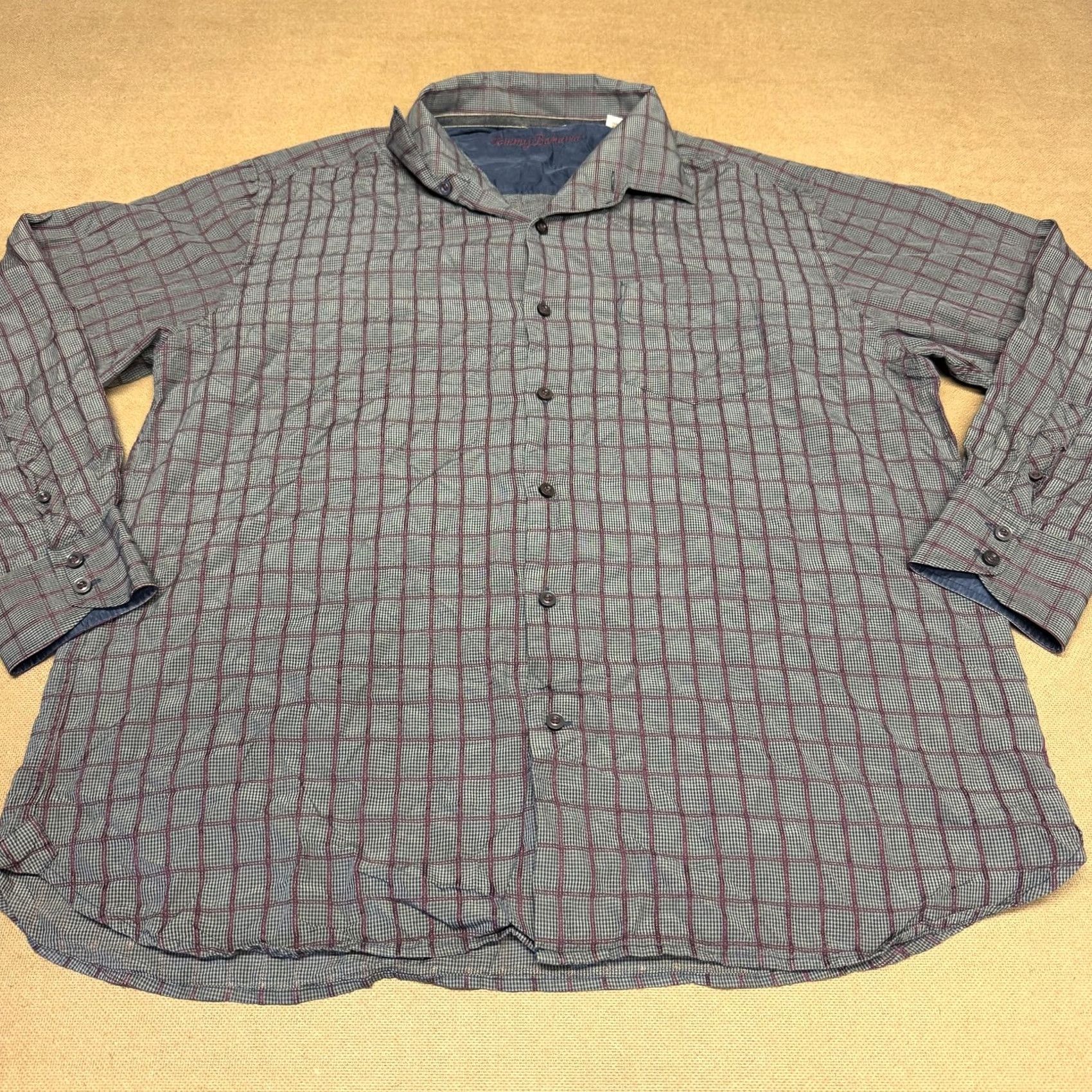 Tommy Bahama Tommy Bahama Shirt Mens XL Blue Plaid Long Sleeve Silk Button-Up Casual Pocket Button-Front Shirt Size US XL / EU 56 / 4 - 2 Thumbnail