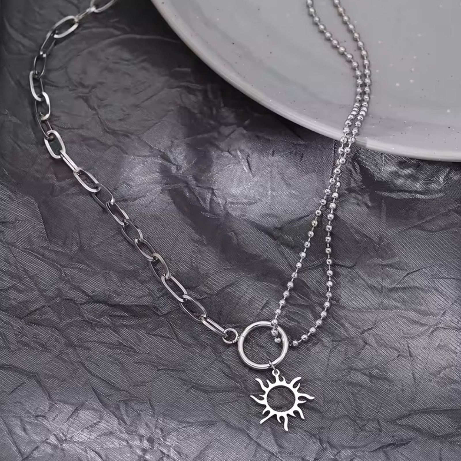 Other Stainless Steel Sun Totem Necklace Silver 17”+1” Size ONE SIZE - 4 Thumbnail