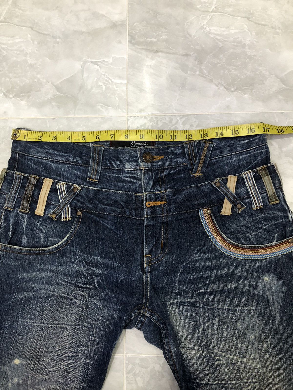Japanese Brand Dominate Handcrafted 3/4 Denim – Double Waist + Patch Loop Size US 34 / EU 50 - 13 Thumbnail