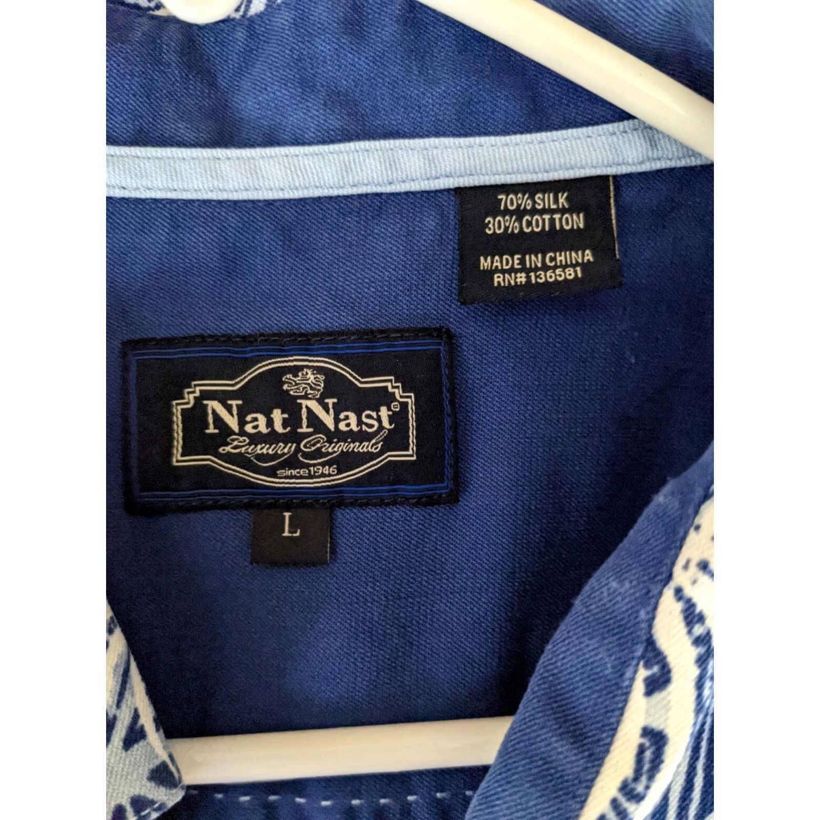 Nat Nast Nat Nast Men's Button-Up Silk Cotton Blue Floral Shirt L Size US L / EU 52-54 / 3 - 3 Thumbnail