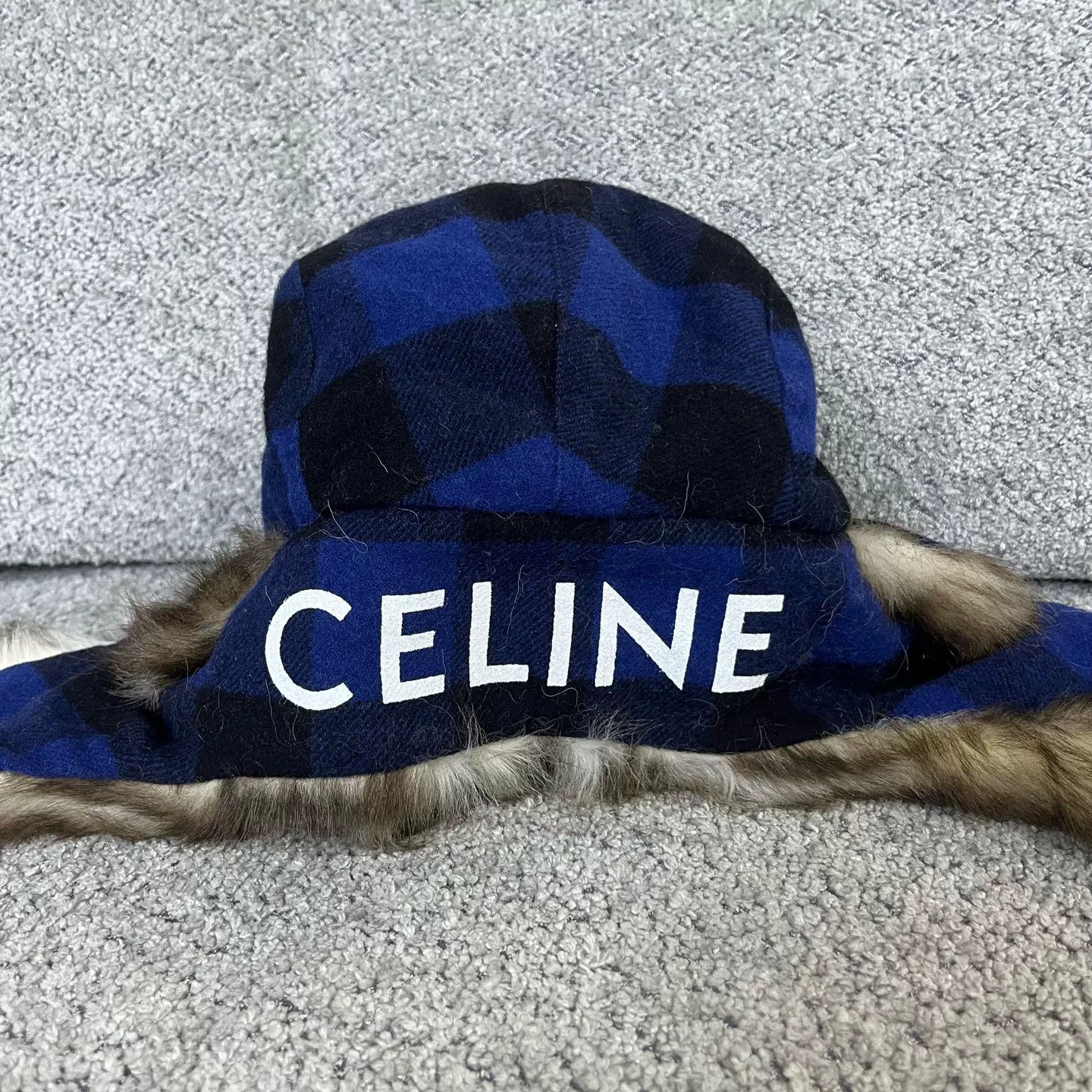Celine Celine Latest Blue Plaid Print Hat Size ONE SIZE - 1 Thumbnail