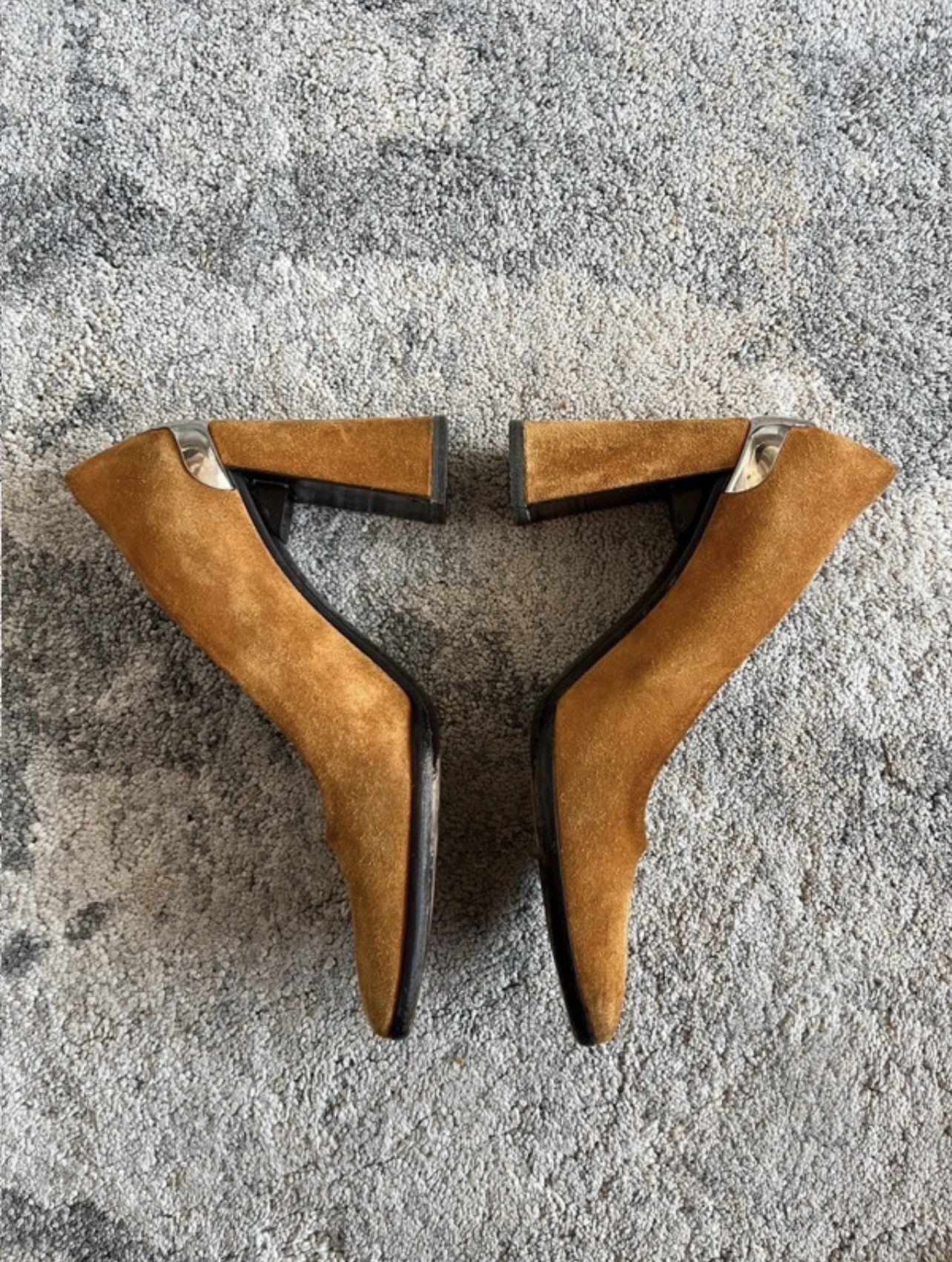Prada Prada 1999 suede metallic plate heels Size US 8 / IT 38 - 4 Thumbnail