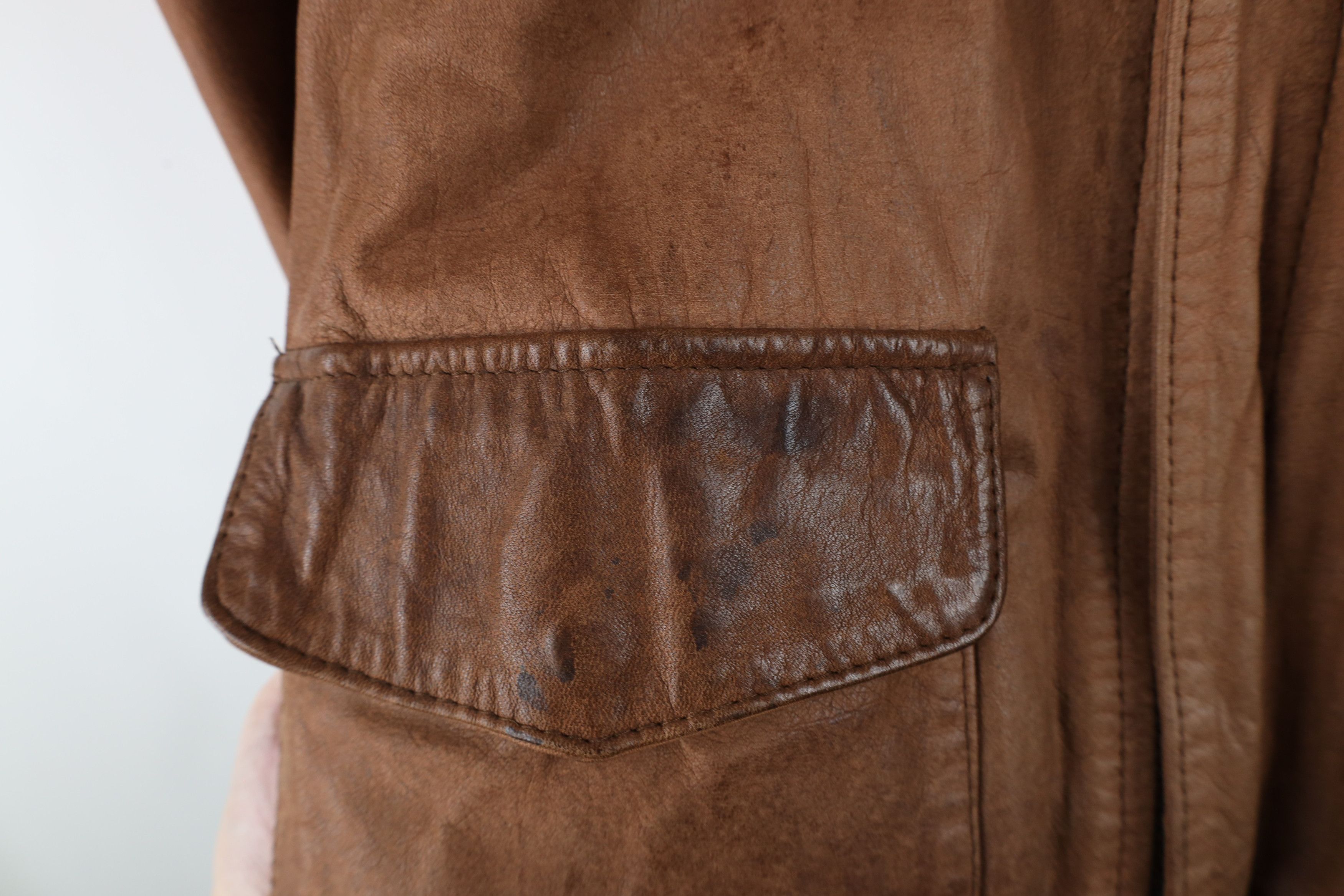 Vintage Vintage 90s Streetwear Leather Flight Bomber Jacket Brown Size US L / EU 52-54 / 3 - 4 Thumbnail