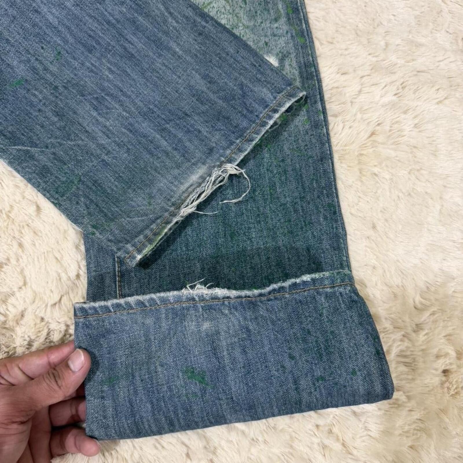 Other Y2K Style Kesson blue jeans with green paint splatter Size US 32 / EU 48 - 7 Thumbnail