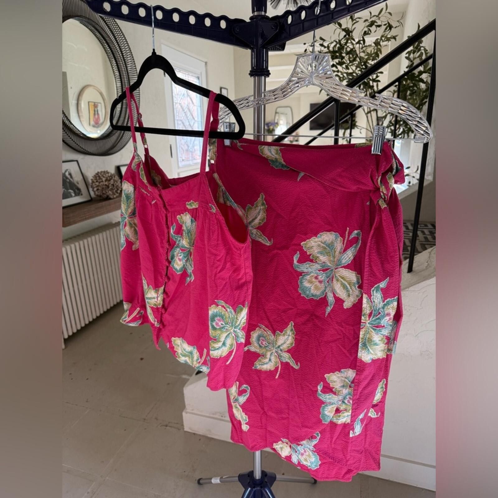 Faherty NWT Faherty Pacifica Orchid Blossom Wrap Skirt & Top Set S Size 28" / US 6 / IT 42 - 4 Thumbnail