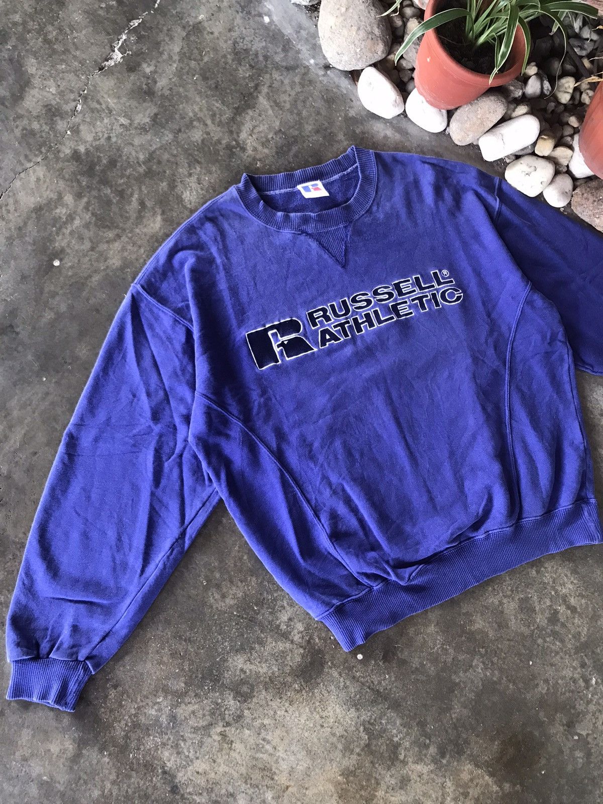 Russell Athletic × Vintage VTG Faded Russell Athletic Purple Spellout Size L / US 10 / IT 46 - 3 Thumbnail