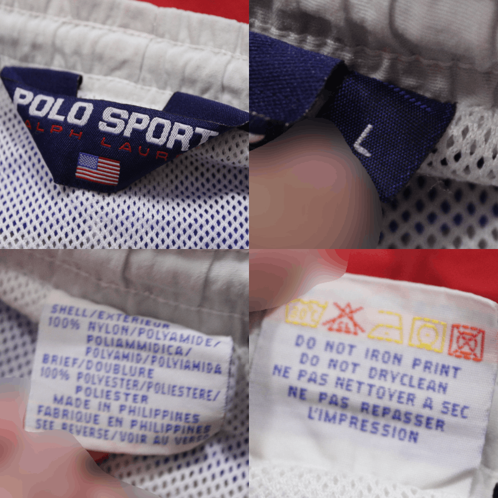 Polo Ralph Lauren 90S Iconic USA Big Logo Flag Nylon Swim Shorts Vintage Size US 34 / EU 50 - 7 Thumbnail