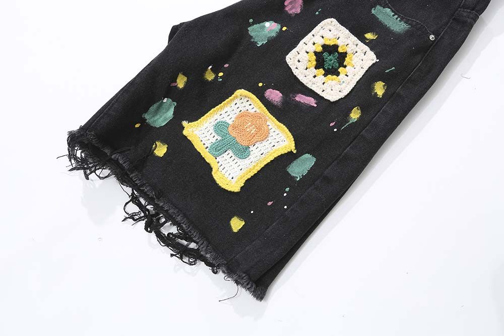 Japanese Brand × Vintage Graffiti Denim Short Patches Flower Size US 29 - 9 Thumbnail