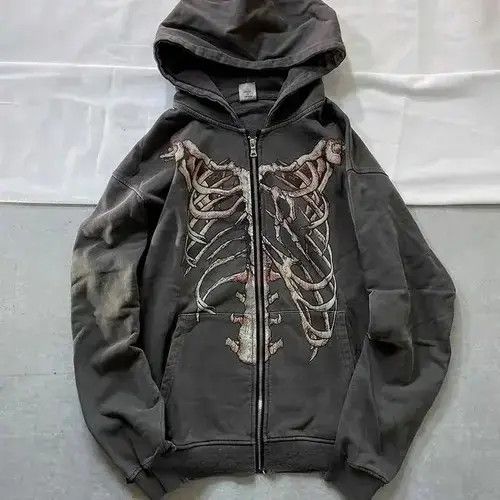 Other Punk Zip Up Hoodie Gothic Style Skeleton Size US XL / EU 56 / 4 - 7 Thumbnail