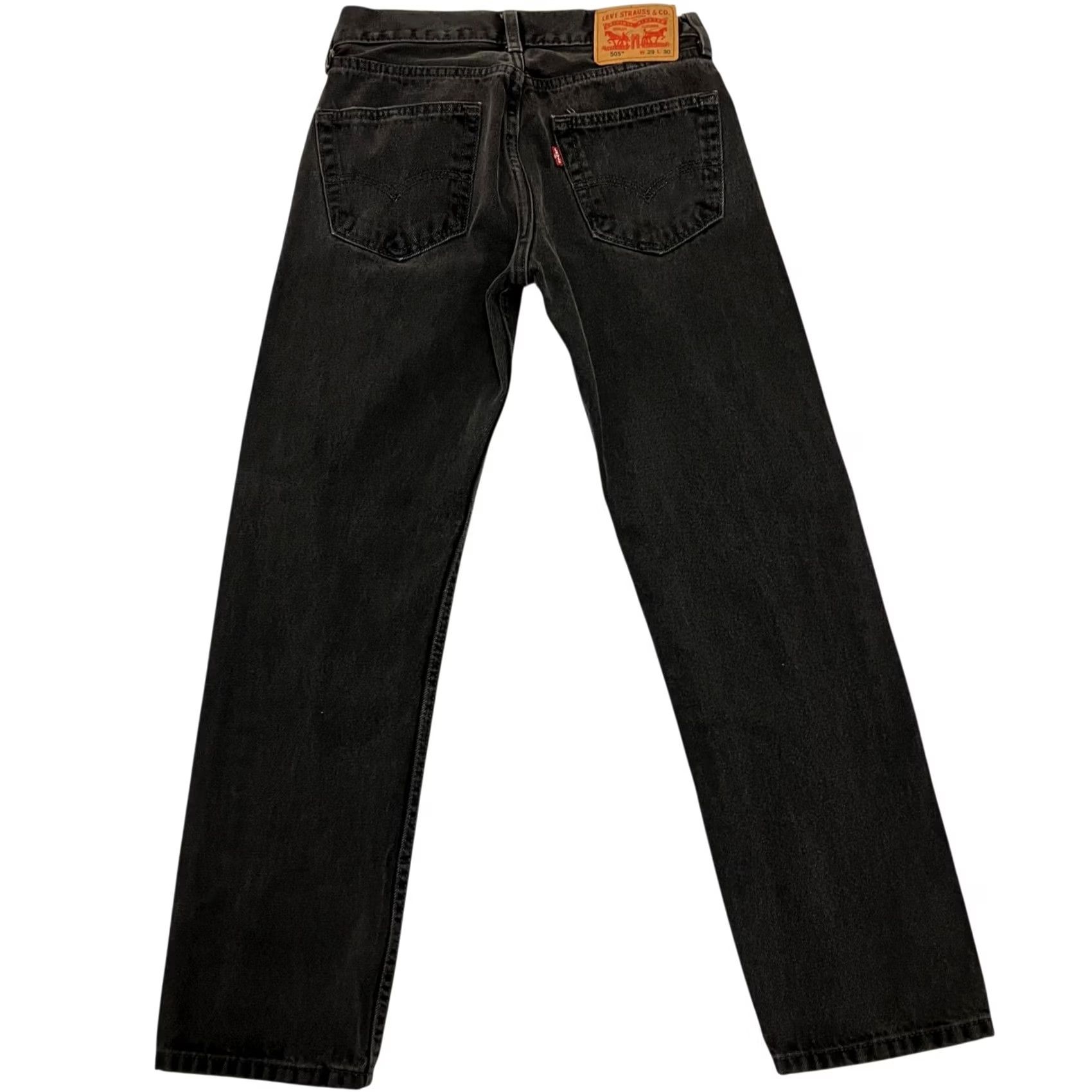 Levi's VINTAGE Levis 505 Jeans Mens 28W 28L Black Denim Regular Straight Fit Red Tab Size US 28 / EU 44 - 4 Thumbnail