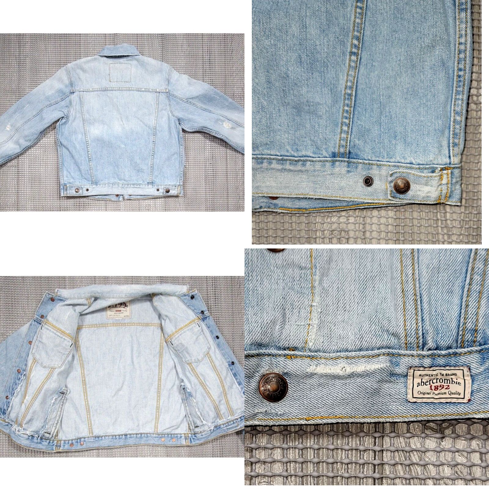 Abercrombie & Fitch VINTAGE Abercrombie & Fitch Distressed Blue Denim Trucker Jacket Women L Heavyweight jacket Blue 90s Grunge Embroidered Logo... Size L / US 10 / IT 46 - 8 Thumbnail