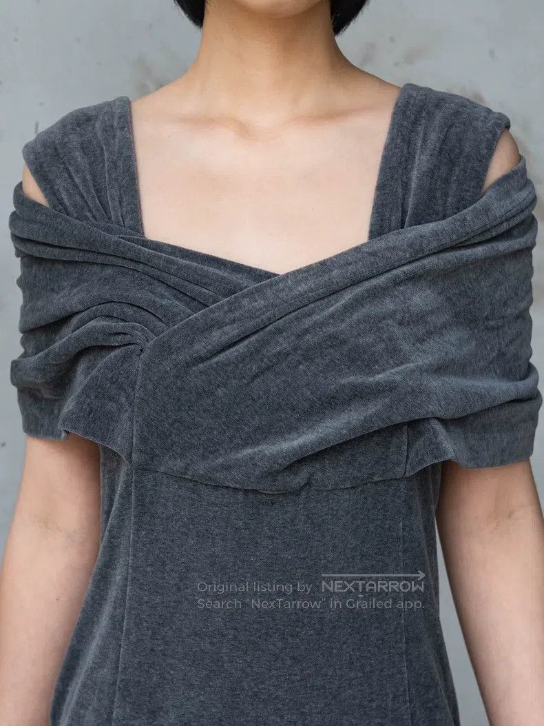 Comme des Garcons Comme Des Garcons Grey Velvet Shawl Dress Size M / US 6-8 / IT 42-44 - 4 Thumbnail
