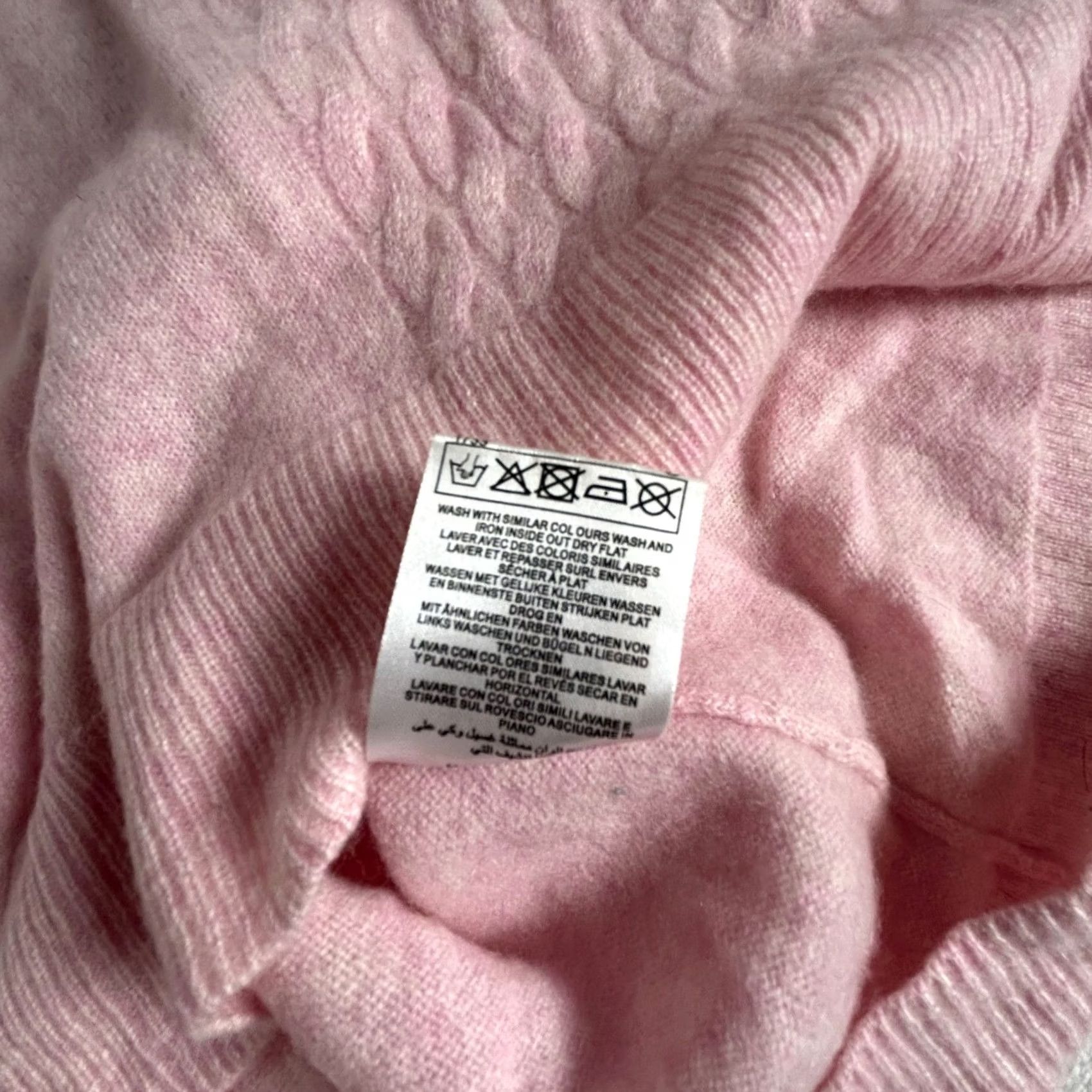 Vintage Etam Lovely Cashmere Cable Knit Pink V-Neck Sweater Womens XS Pullover Cozy Size XS / US 0-2 / IT 36-38 - 5 Thumbnail